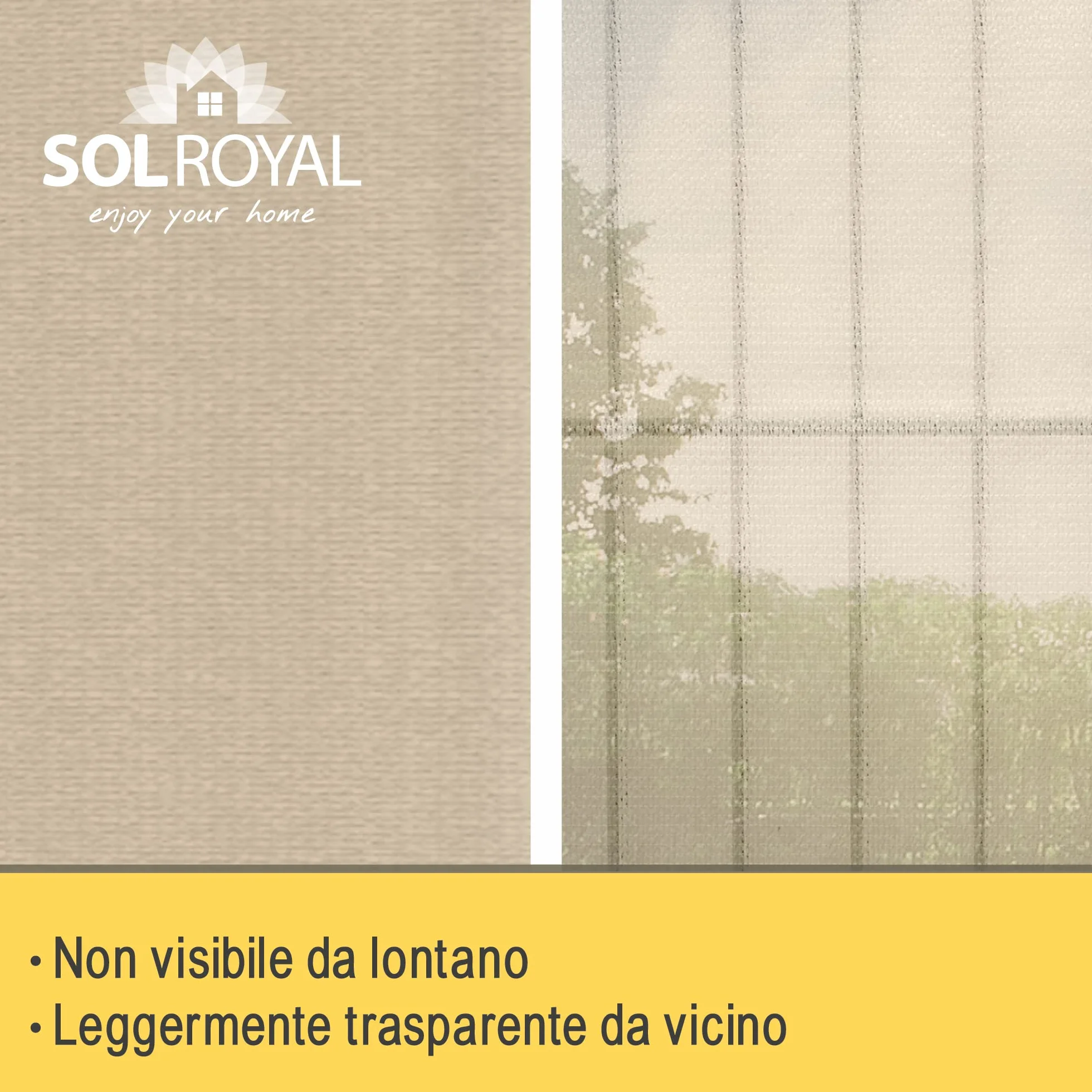 Sol Royal Frangivista e Telo frangivento per balconi SolVision HB2 90x500 cm Isolante - con Occhielli - Avorio