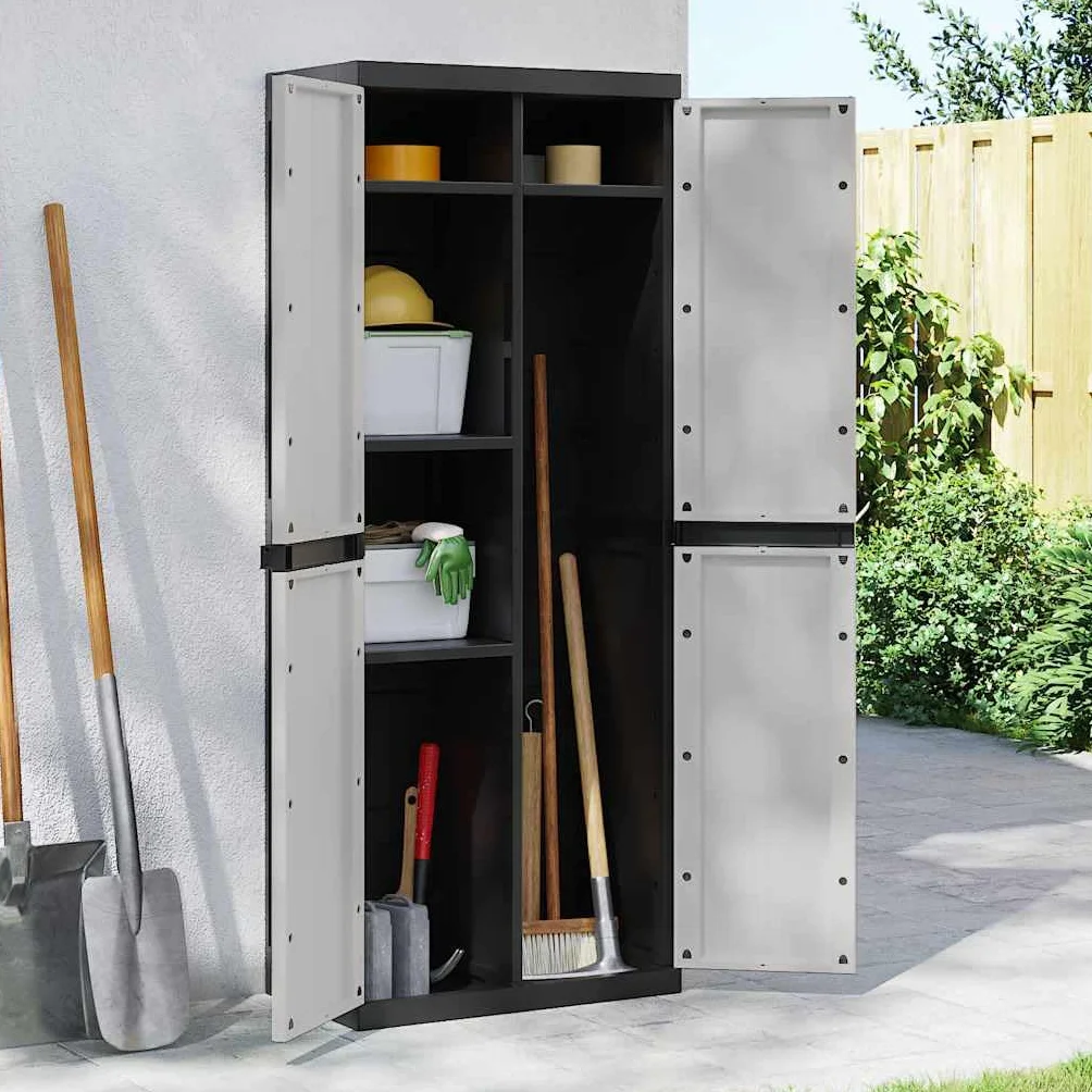 Armadio da Esterno Grigio e Nero 65x37x165 cm in PP Grigio,364200