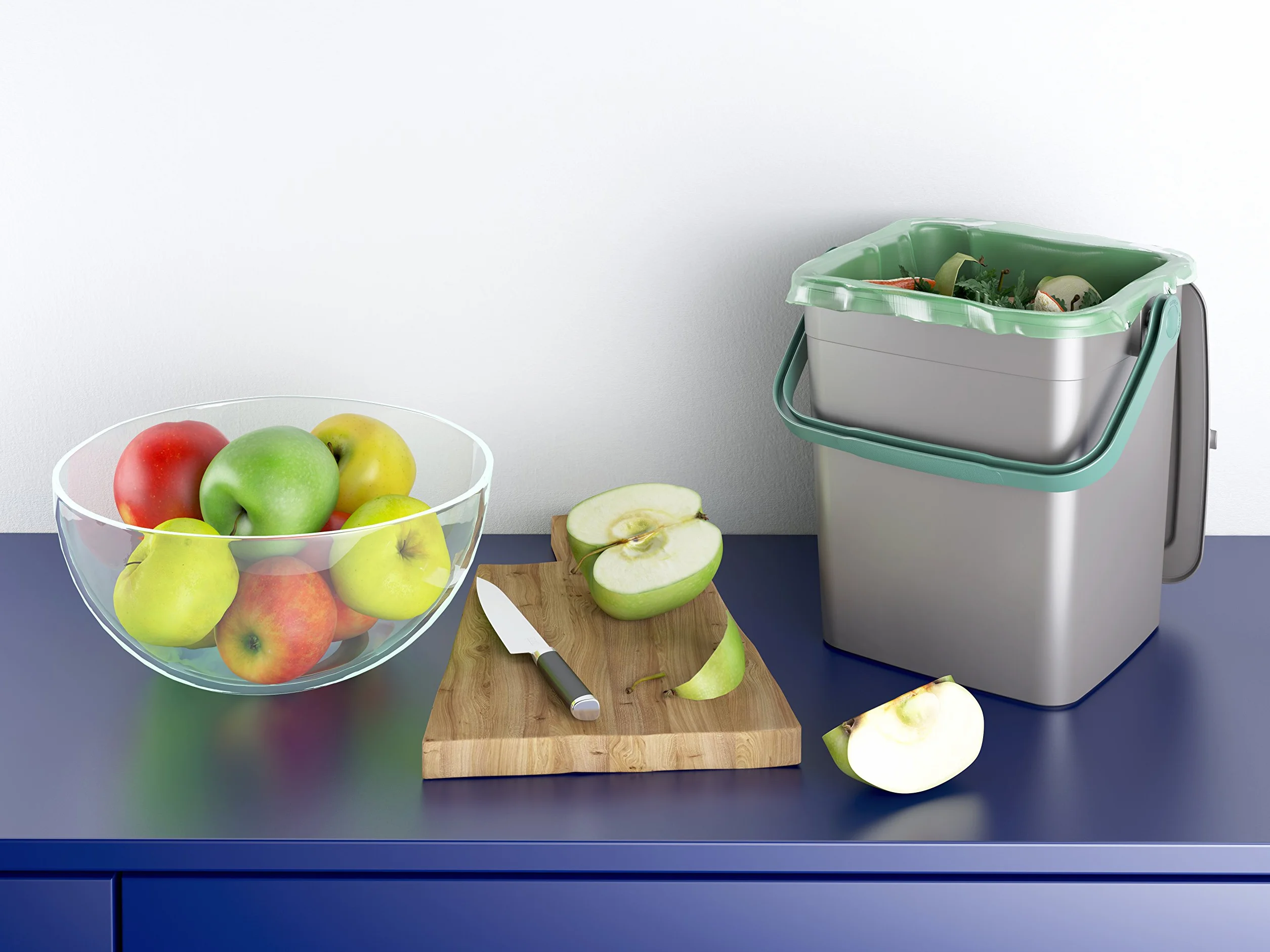 Keter Curver Smart Container Pattumiera da Cucina Sottolavello Antiodore Grigia 25,5x23x25H cm