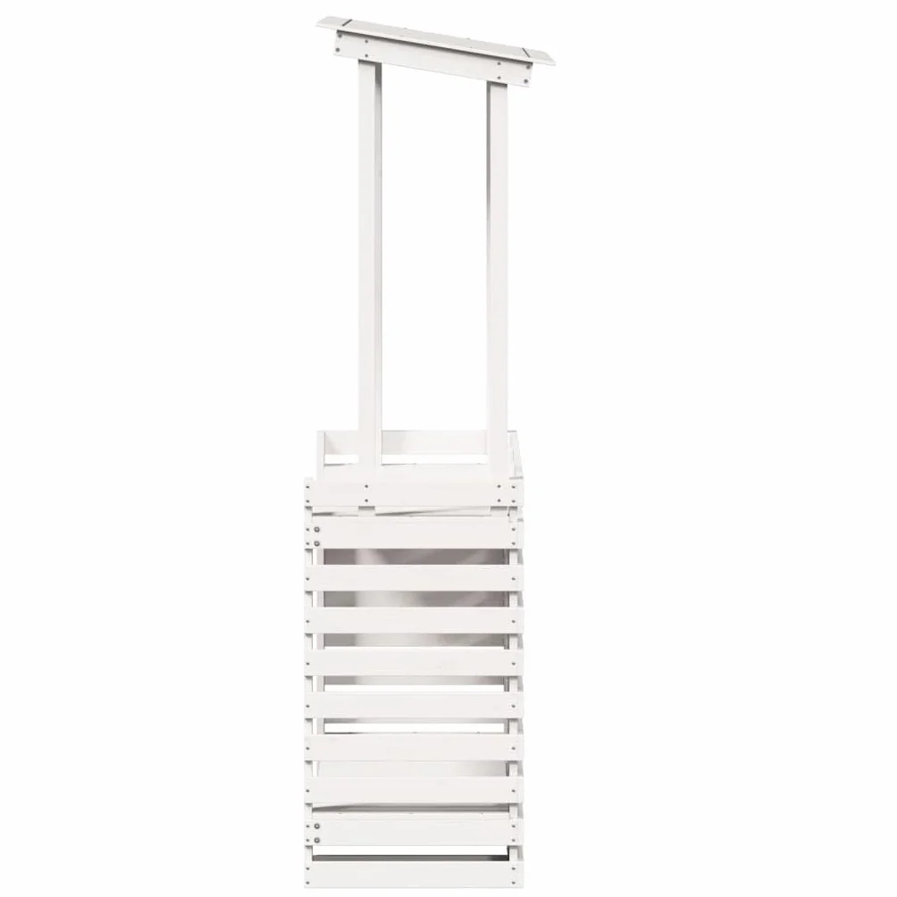 vidaXL Tavolo Bar da Esterno con Tetto Bianco 112,5x57x195,5 cm Legno
