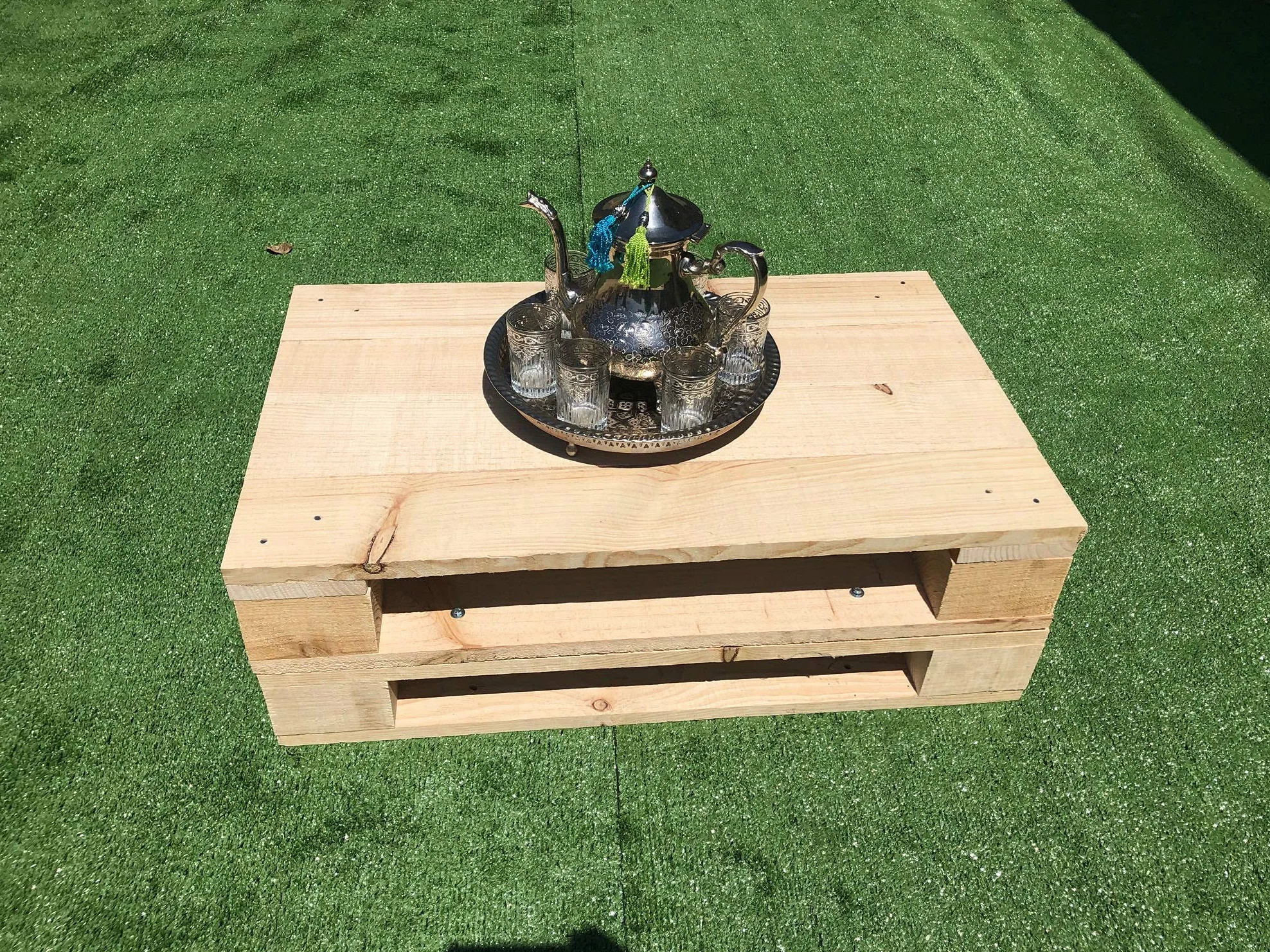 Tavolo da salotto con pallet nuovi, tavolo vintage, rustico
