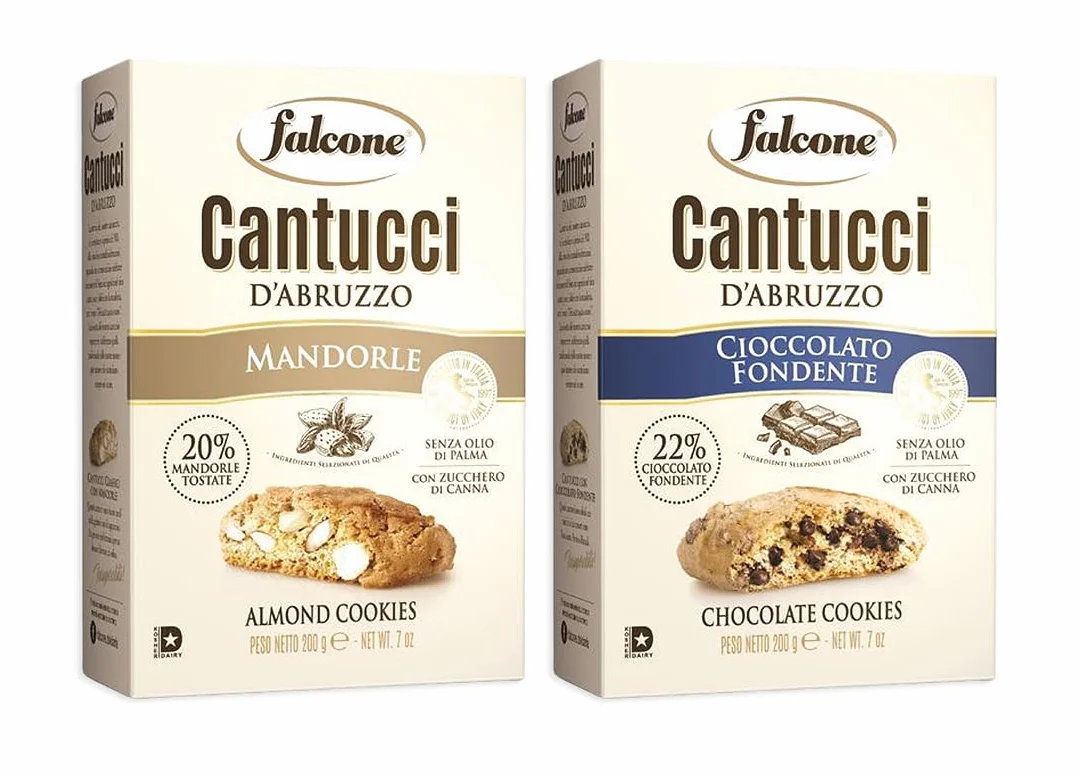 Falcone Cantuccini D'Abruzzo Mix Cantucci alle Mandorle e con Gocce di Cioccolato 200g [2 Confezioni]