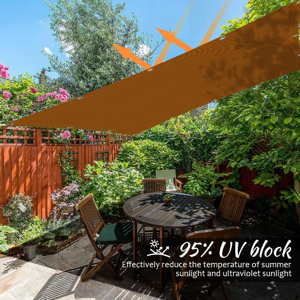 ONESHLEE Vela Ombreggiante Impermeabile, Telo Ombreggiante Con Occhiellato, Tenda A Vela Per Esterno Sole Giardino (4 * 4m, Color Crema)