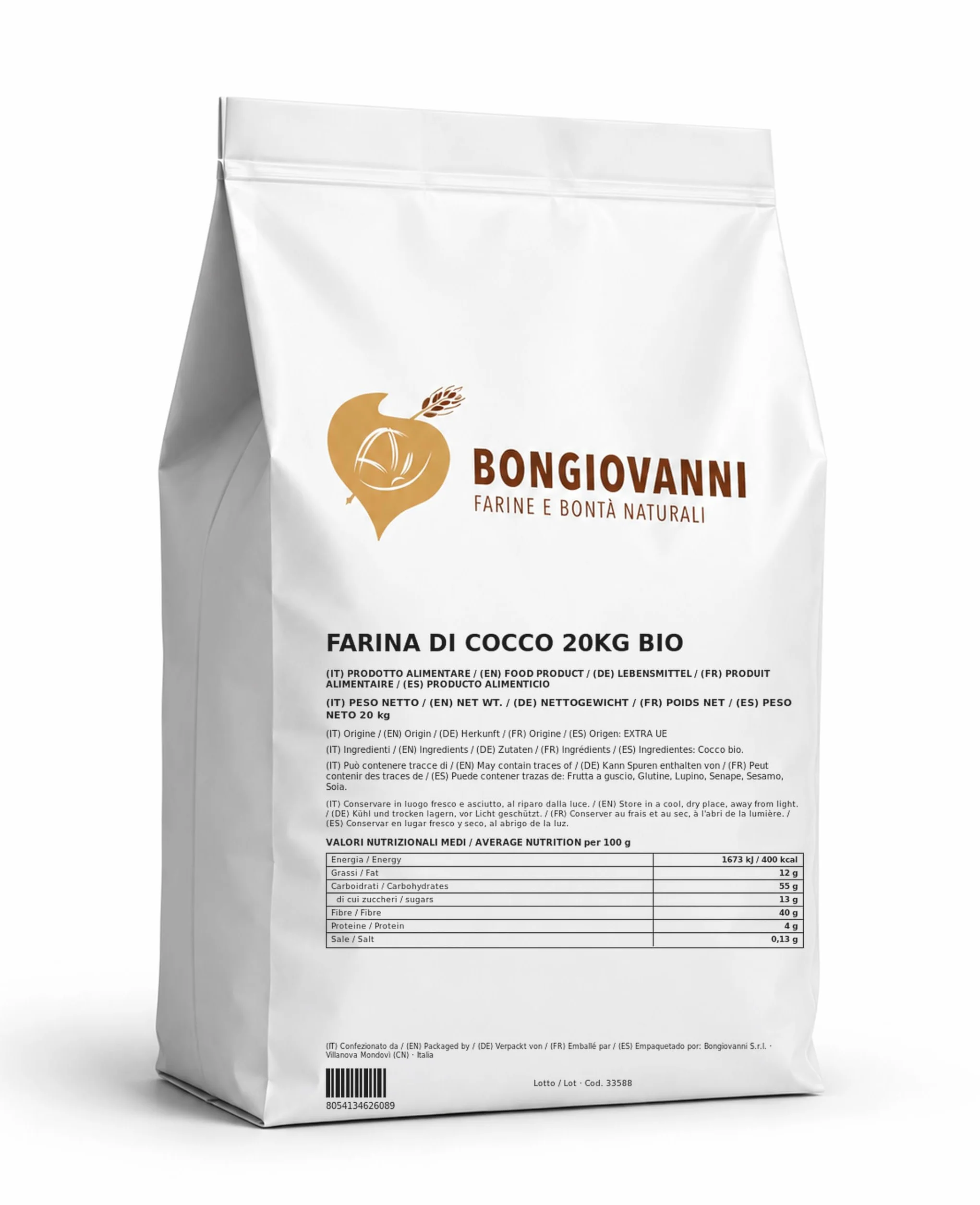 BONGIOVANNI Farine e Bontà Naturali Farina di Cocco Bio 20 kg