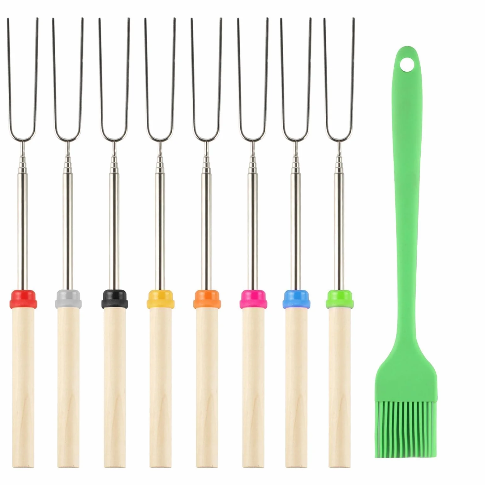 4 Pz Marshmallow Spiedini Acciaio, Spiedini Telescopici per Griglia, Bastoncini per Barbecue Allungabili 31-81 cm, Bastoncini da Tostatura, Spiedini per Barbecue Arrostire Campeggio Falò