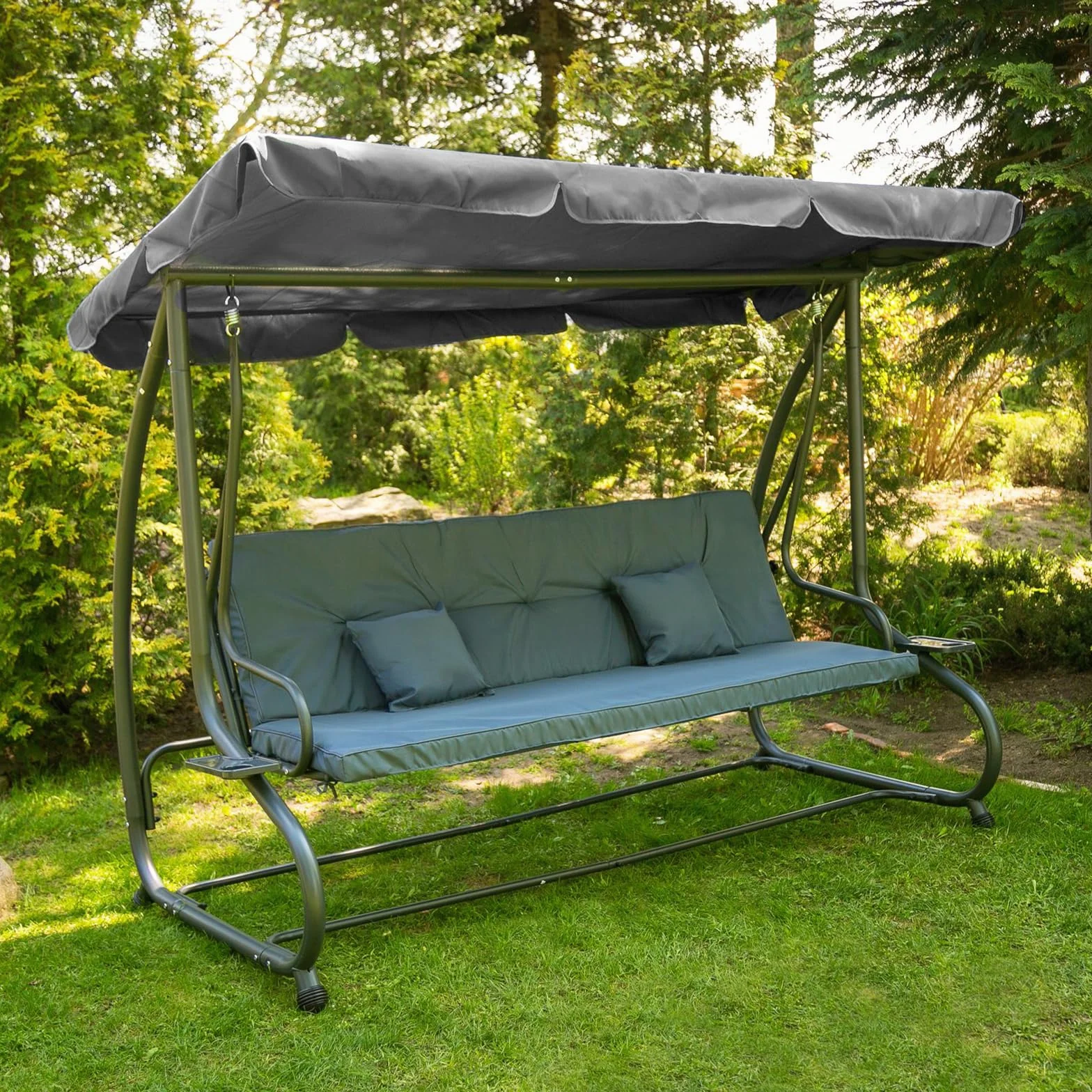 Tettuccio parasole per dondolo Hollywood, universale, per esterni, impermeabile, per altalena da giardino (grigio scuro)