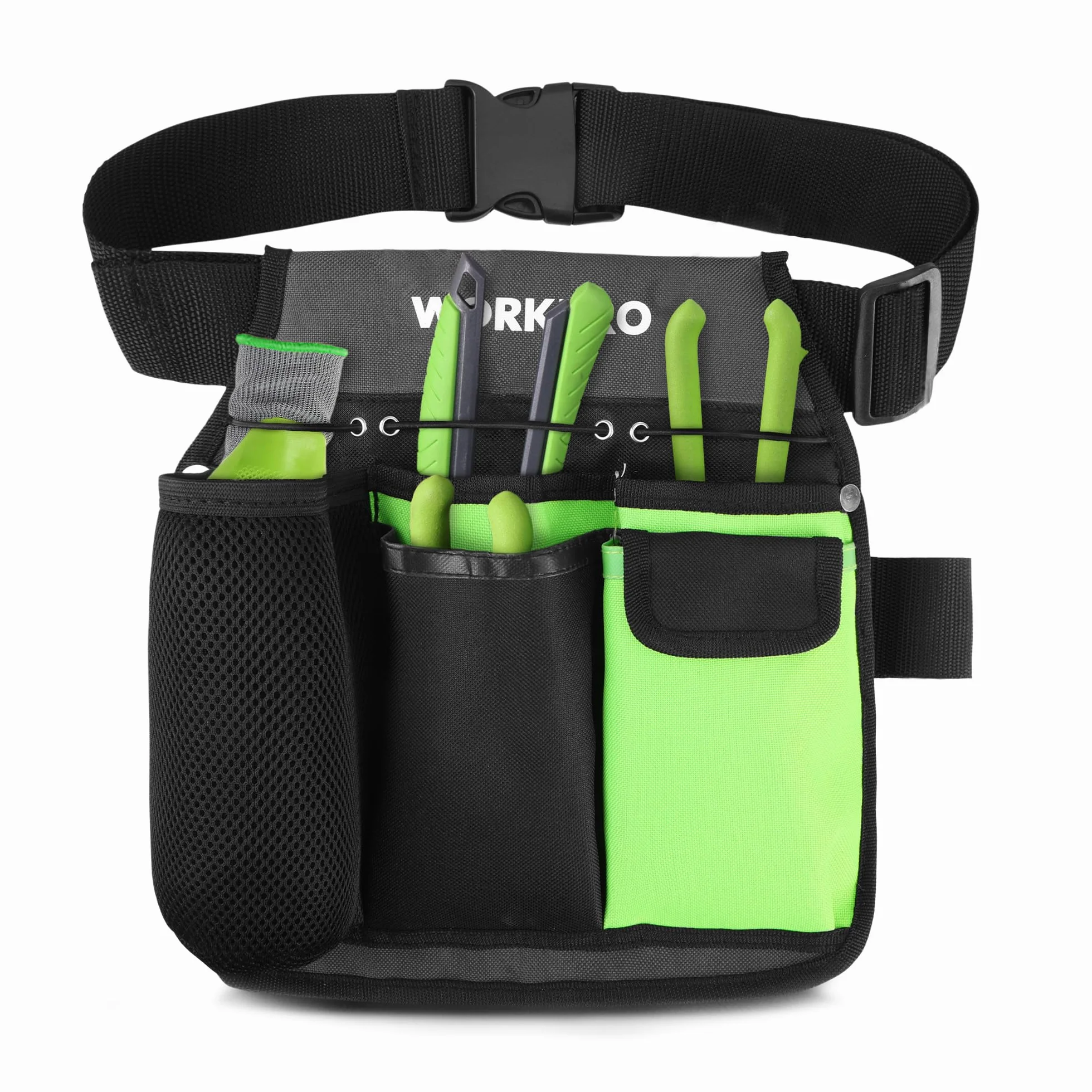 WORKPRO Cintura da Giardinaggio, Borsa Attrezzi da Giardino con 5 Tasche e Cintura Regolabile, Borsa da Giardinaggio per Donne e uomini, Ottimi Regali da Giardinaggio per Falegnami e Giardinieri