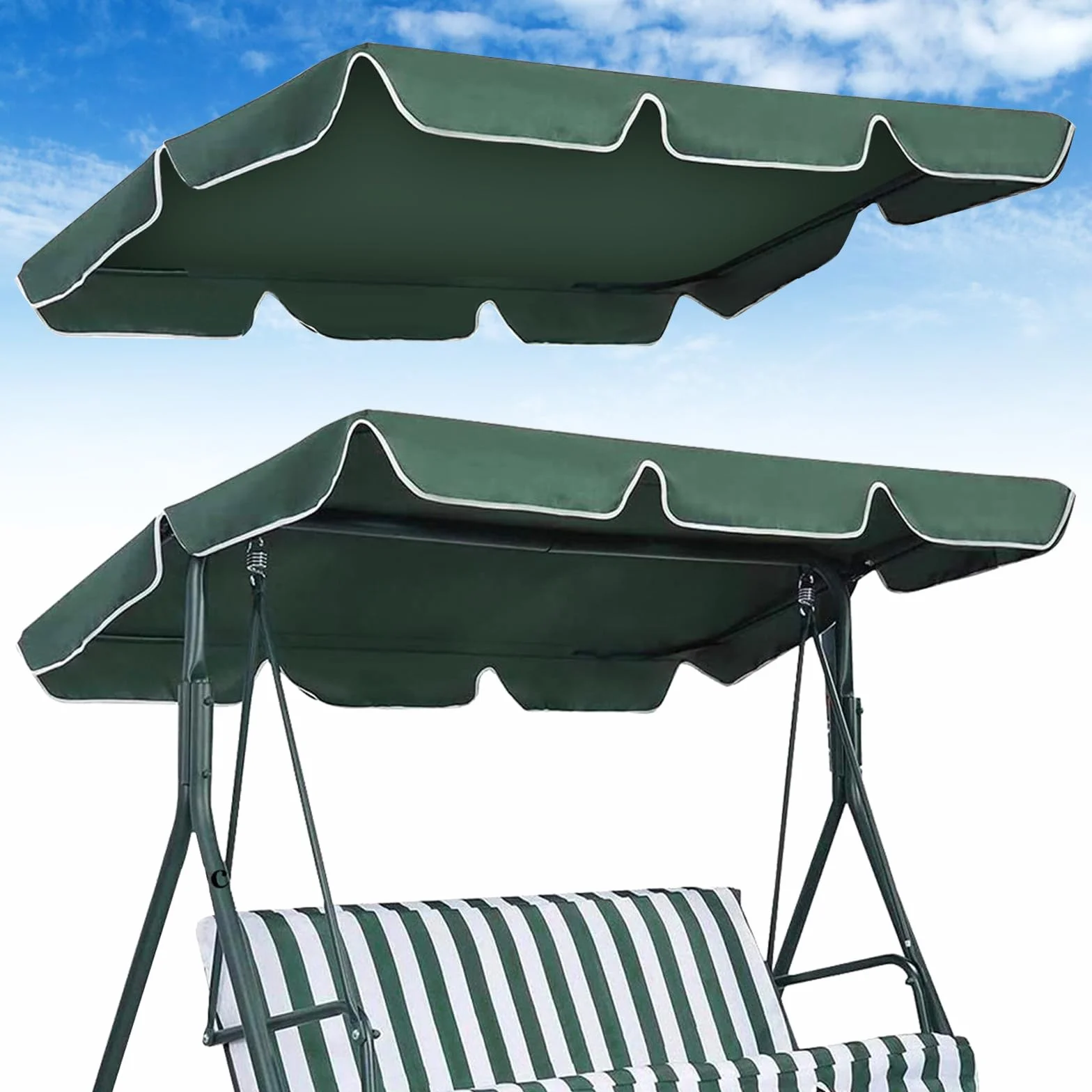 Parasole Universale, Tetto Di Ricambio Universale, Tettuccio Parasole Per Altalena Hollywood, Tetto Di Ricambio Per Altalena Hollywood 195 * 125 * 15cm(Verde)