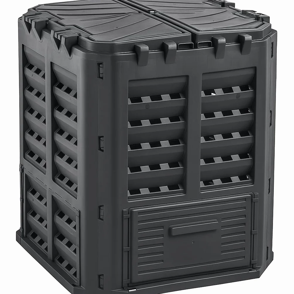 Composter Garden 360L - Contenitore per compost con base - Composter termico in plastica nero - Compost - Compositore termico da giardino