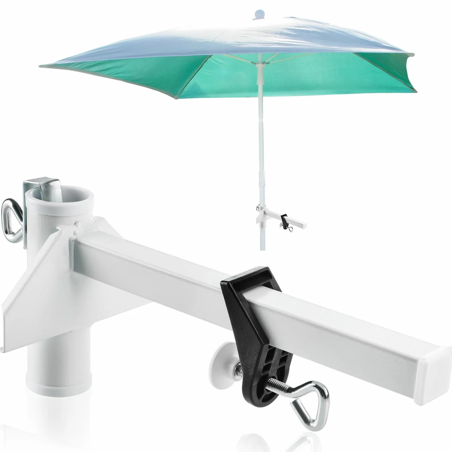 com-four® Porta ombrellone in Metallo Verniciato a Polvere - Porta ombrellone per ringhiere, pareti e parapetti di balconi Larghi (01 Pezzi - Bianco - Extra Largo)