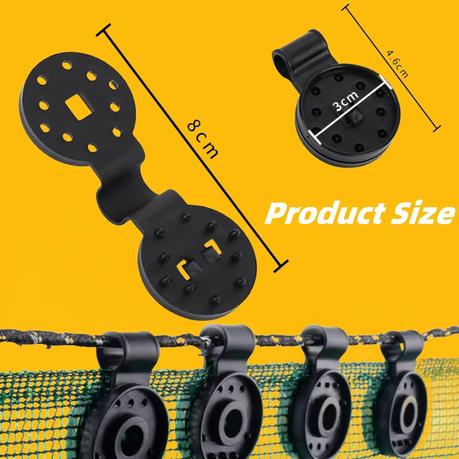 Clip per Rete Parasole - 50pcs Ganci Plastica con Occhiello Riutilizzabile per Telo Ombreggiante e Antigrandine