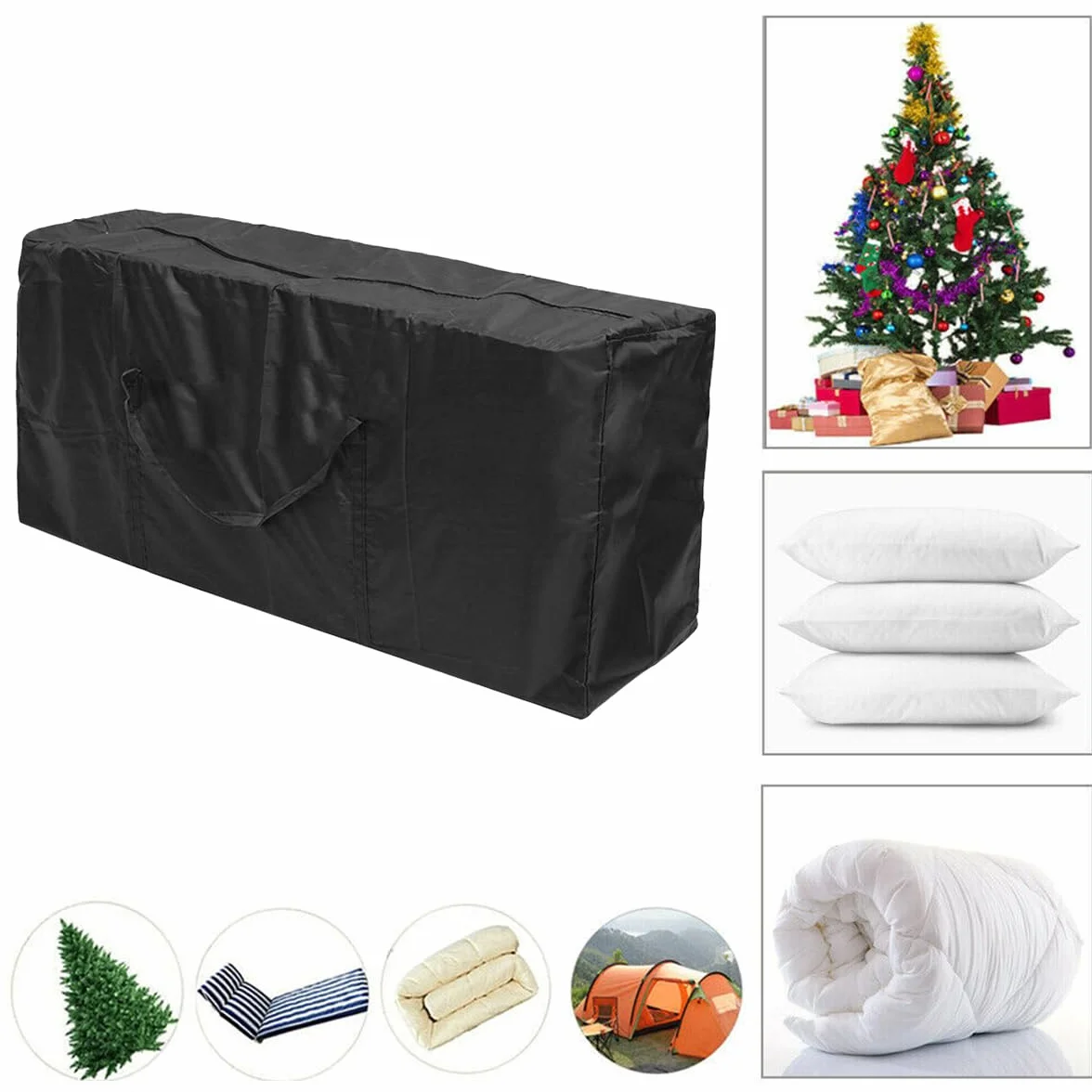 Borsa per Cuscini da Giardino, 173x76x51cm Borse di Stoccaggio per Esterni, Borsa per Cuscini da Giardino con Manico e Cerniera, per Cuscini per Mobili da Giardino
