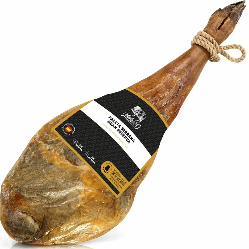 Spalla di Prosciutto Serrano Gran Reserva Spagnolo 4–5 kg | Jamon Serrano stagionato 12+ mesi (Paleta Serrana) | Senza additivi | Certificato UE (ETG) | Prodotto in Spagna da The Black Hoof
