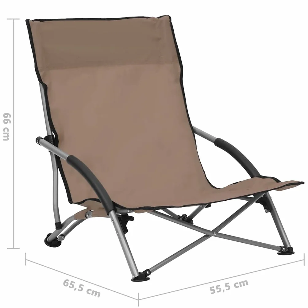 vidaXL Sedie da Spiaggia Pieghevoli 2 pz in Tessuto Grigio Talpa