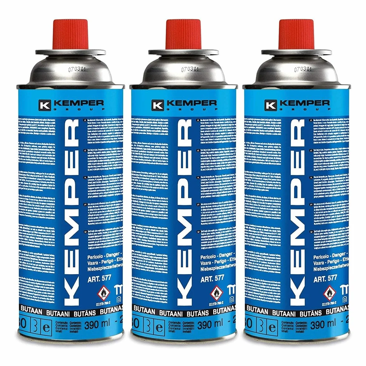KEMPER - Cartouche gaz butane 220g Pack de 3 Bonbonnes de gaz UN2037 Bouteilles pour appareils à gaz
