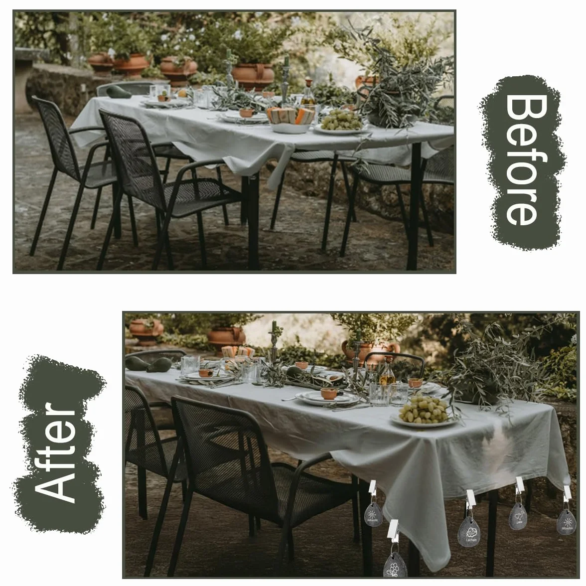 8 Pesi per Tovaglia in Marmo con Clip, Alta qualità e Stabilità, Ideali per Interni ed Esterni, Accessori Antivento per Tovaglie di Cucina, Giardino e Feste (Marmo Grigio)