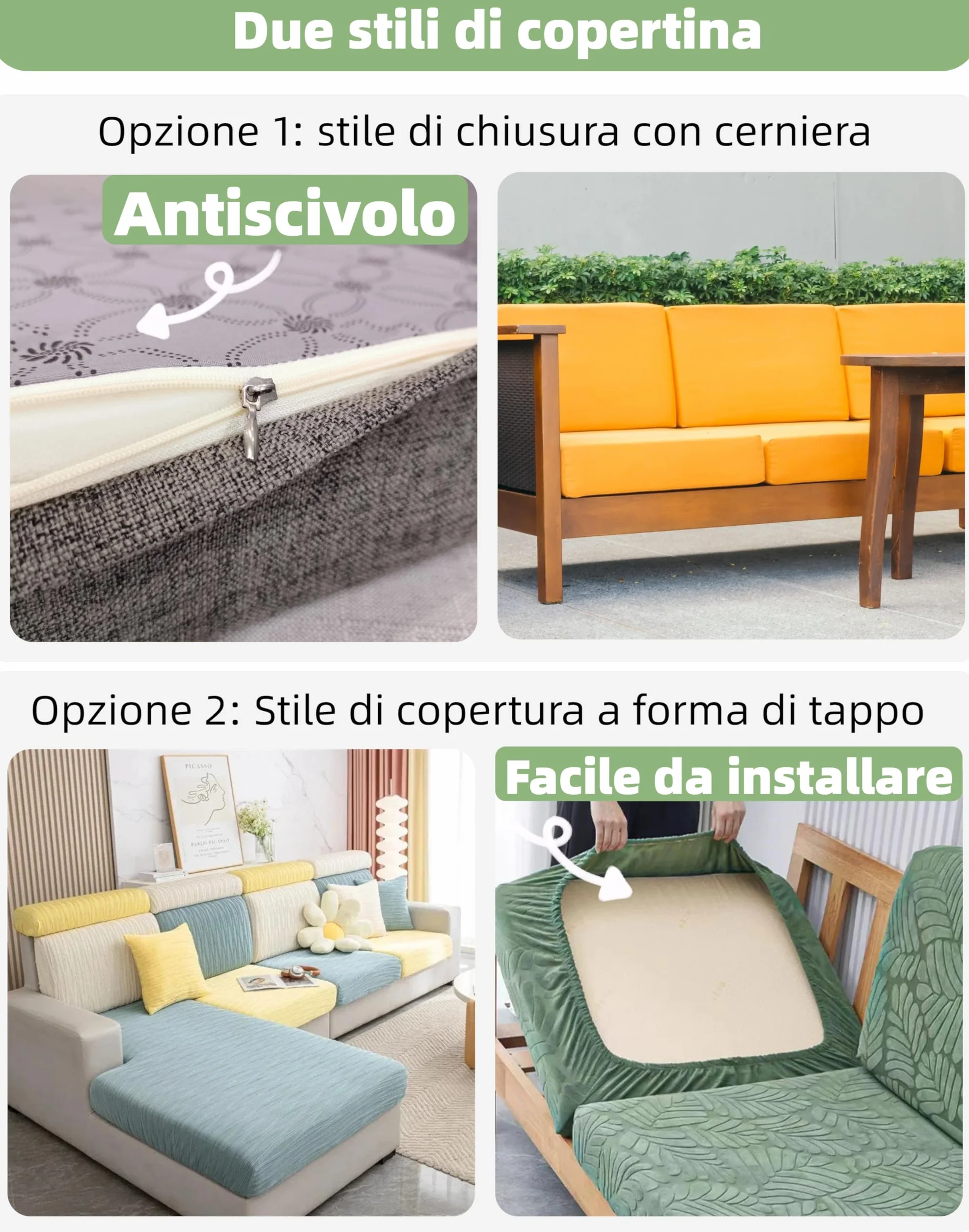 Federe Personalizzate per Cuscini con Cerniera per Interno/Esterno, Taglio su Misura, Rivestimento Impermeabile per Cuscino di Ricambio, Fodera Protettiva Antiscivolo per Sedile di Divano, Poltrona