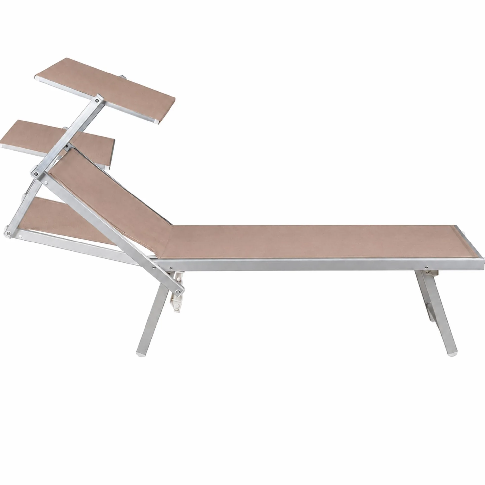 SUNNY STAR LETTINO CON PARASOLE IN TEXTILENE 186x61x38cm STRUTTURA IN ALLUMINIO TORTORA