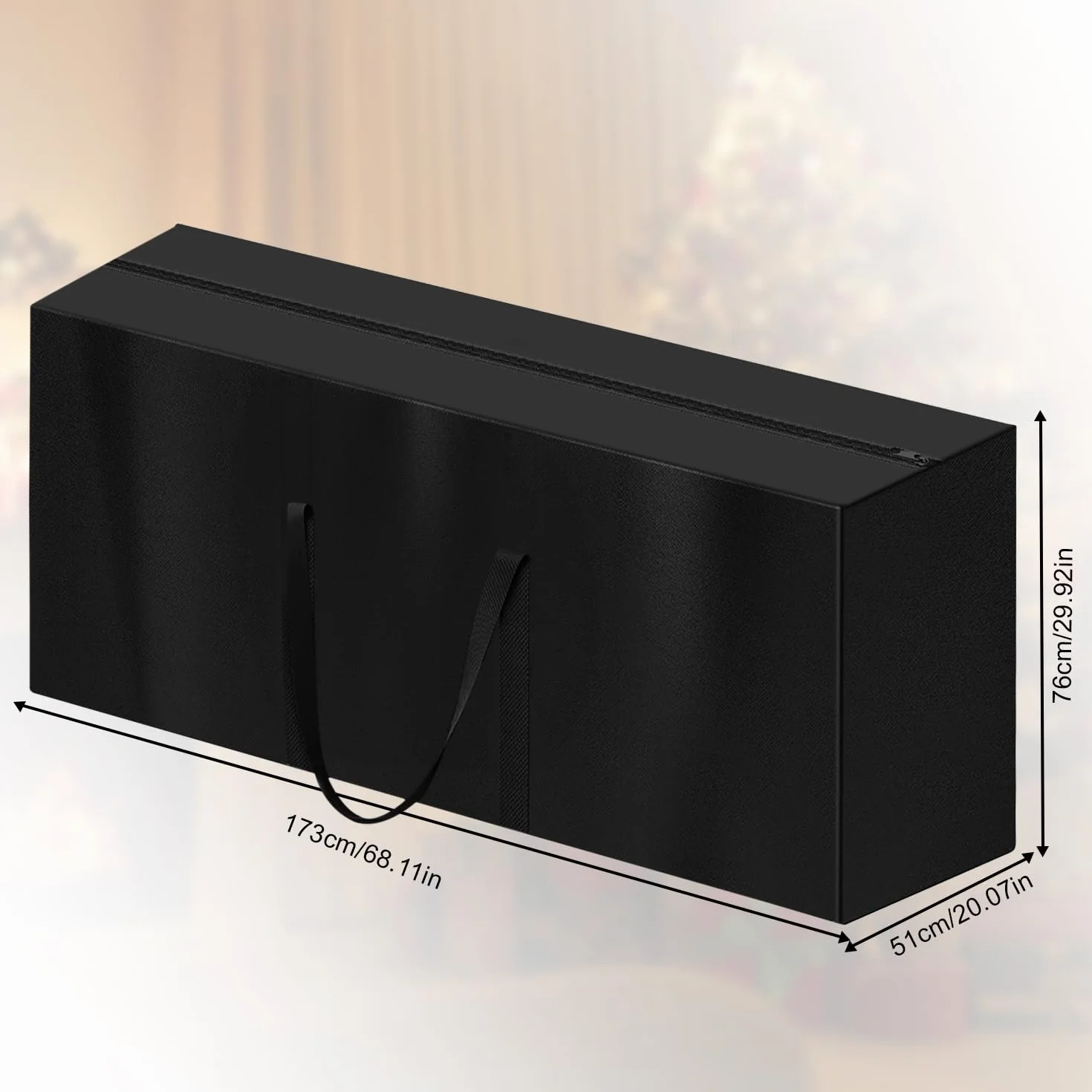 Nizirioo Custodia impermeabile resistente agli strappi: custodia protettiva resistente ai raggi UV con chiusura lampo, copertura per albero di Natale, 173 x 76 x 51 cm, colore nero