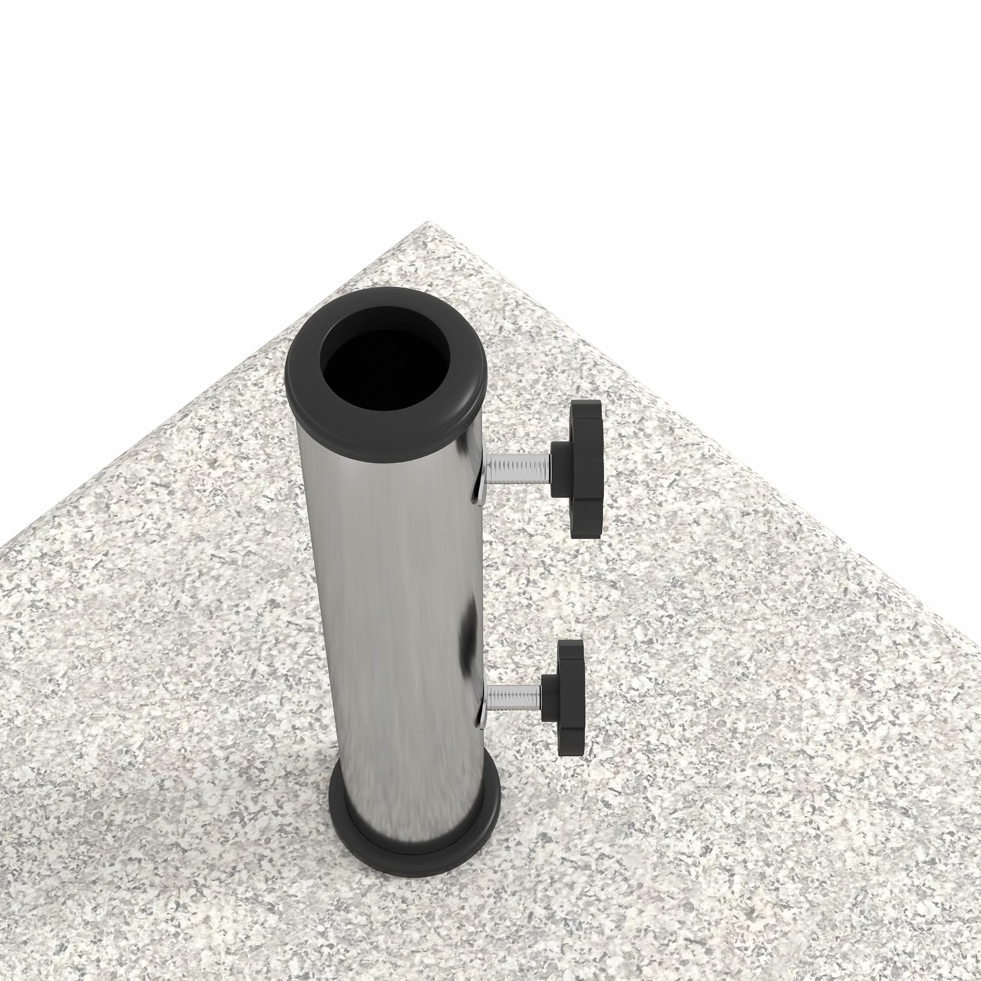 Outsunny Base per Ombrellone da Giardino 25kg per Pali da Ø32mm, Ø38mm e Ø48mm, Base Ombrellone in Granito e Acciaio Inox con Manopole Laterali e Maniglie, 38x38x38 cm, Grigia