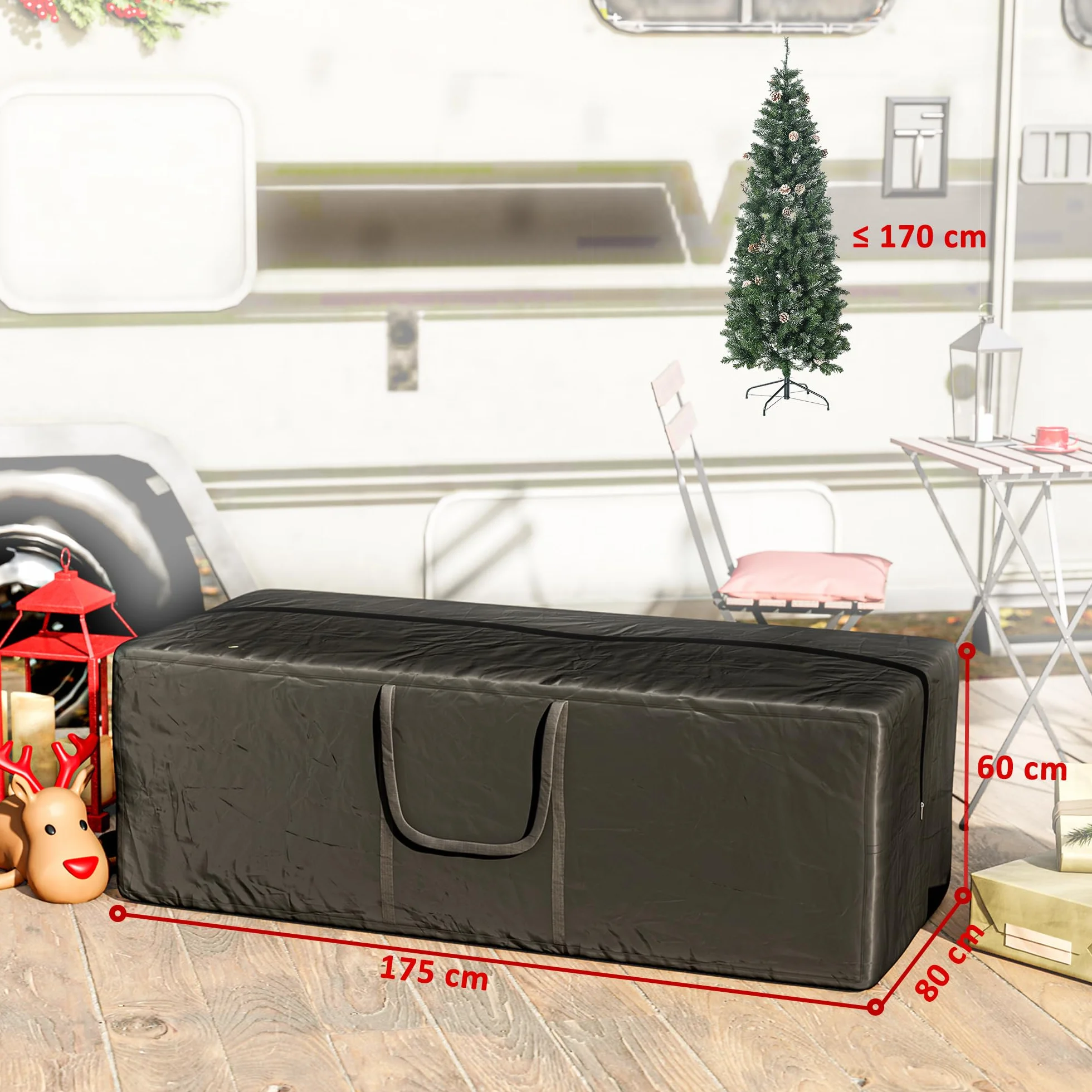 Outsunny Borsa per Cuscini da Giardino, Borsa per Albero di Natale da 840L Impermeabile, Custodia Portaoggetti da Giardino Pieghevole in Tessuto Oxford 600D con Doppia Cerniera e Maniglie, Nero