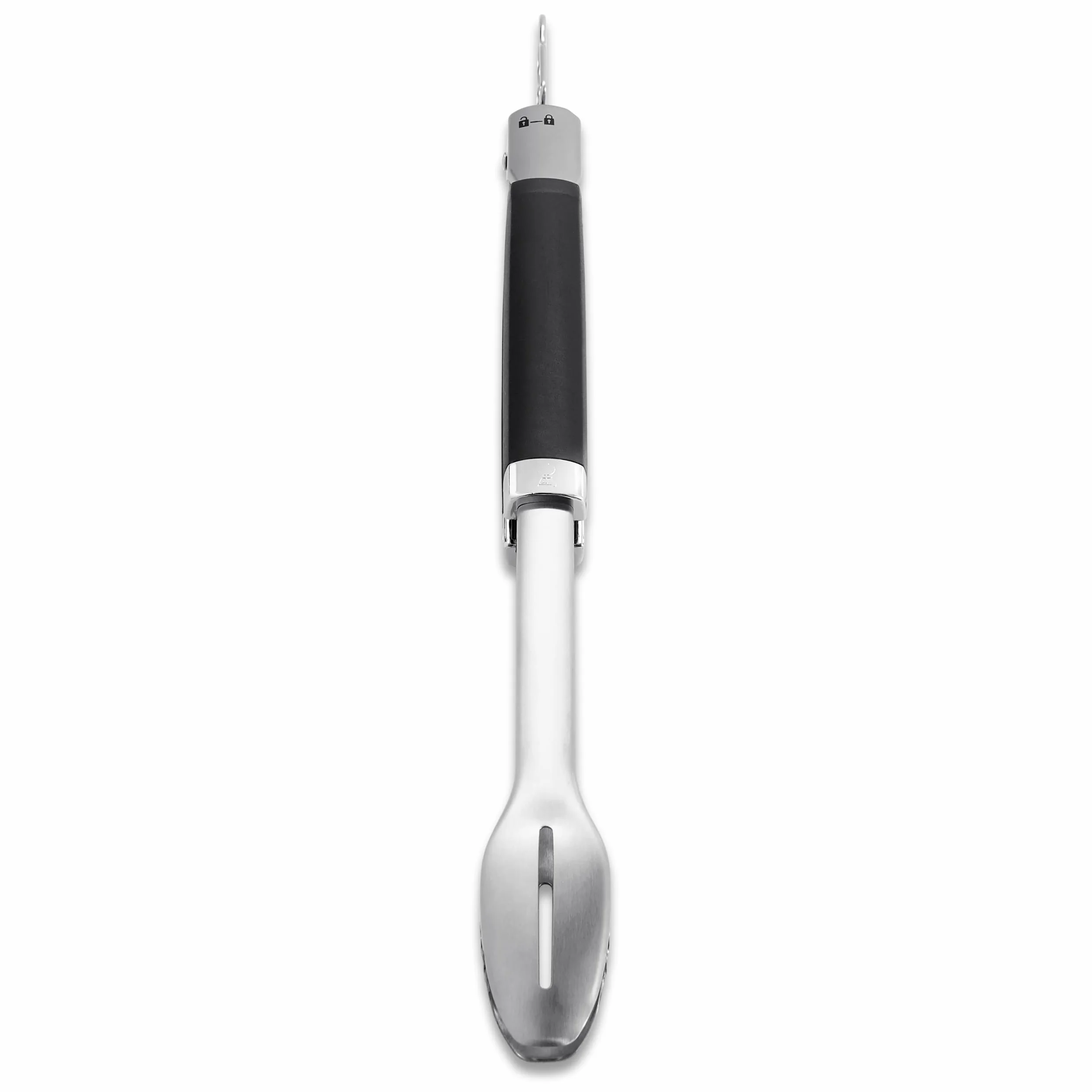 Pinze per superficie di cottura Weber Premium (46 cm), in inox, con impugnatura ergonomica e pratico sistema di bloccaggio, lavabili in lavastoviglie, con anello per appenderle - Nero/Argento(6760)