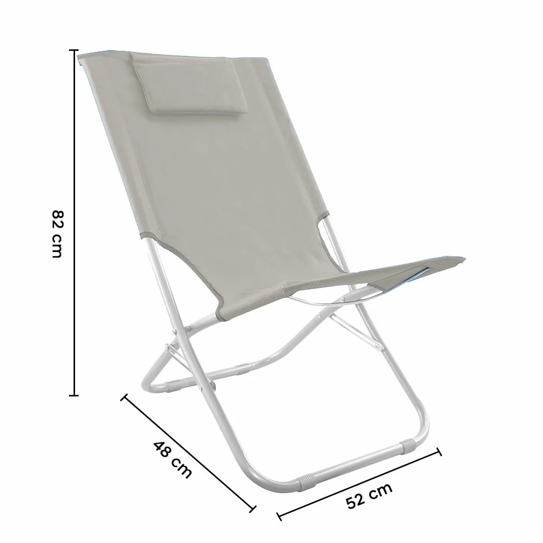 Mediawave Store - Spiaggina Silver Giga pieghevole tessuto in OXFORD 82x48xh52 cm con cuscino (beige)