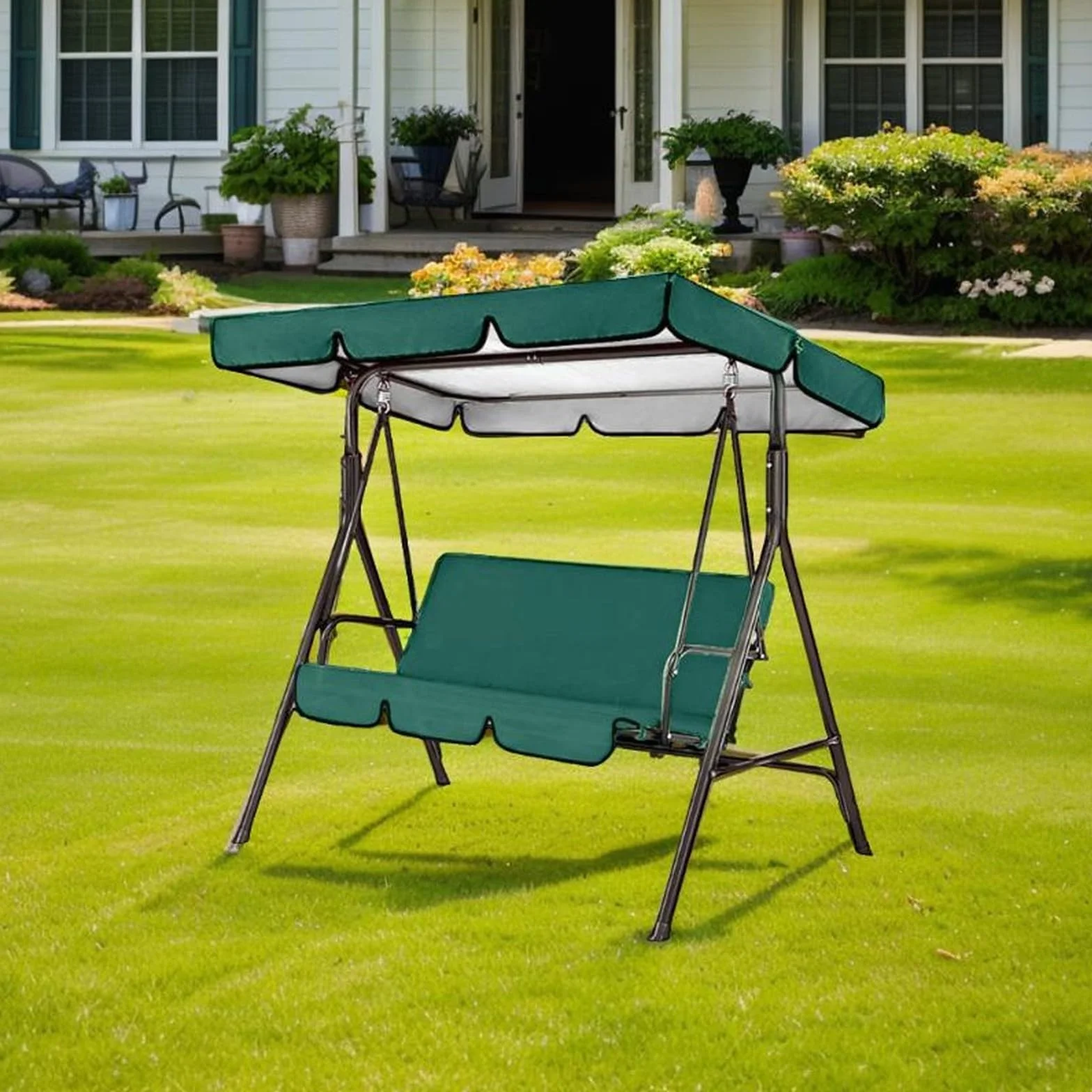 Set di ricambio per dondolo da giardino Oxford 210D, resistente alle intemperie, 3 posti, con protezioni per sedie, resistente ai raggi UV, per mobili da esterno e patio, grigio (verde, 195 x 125 x 15
