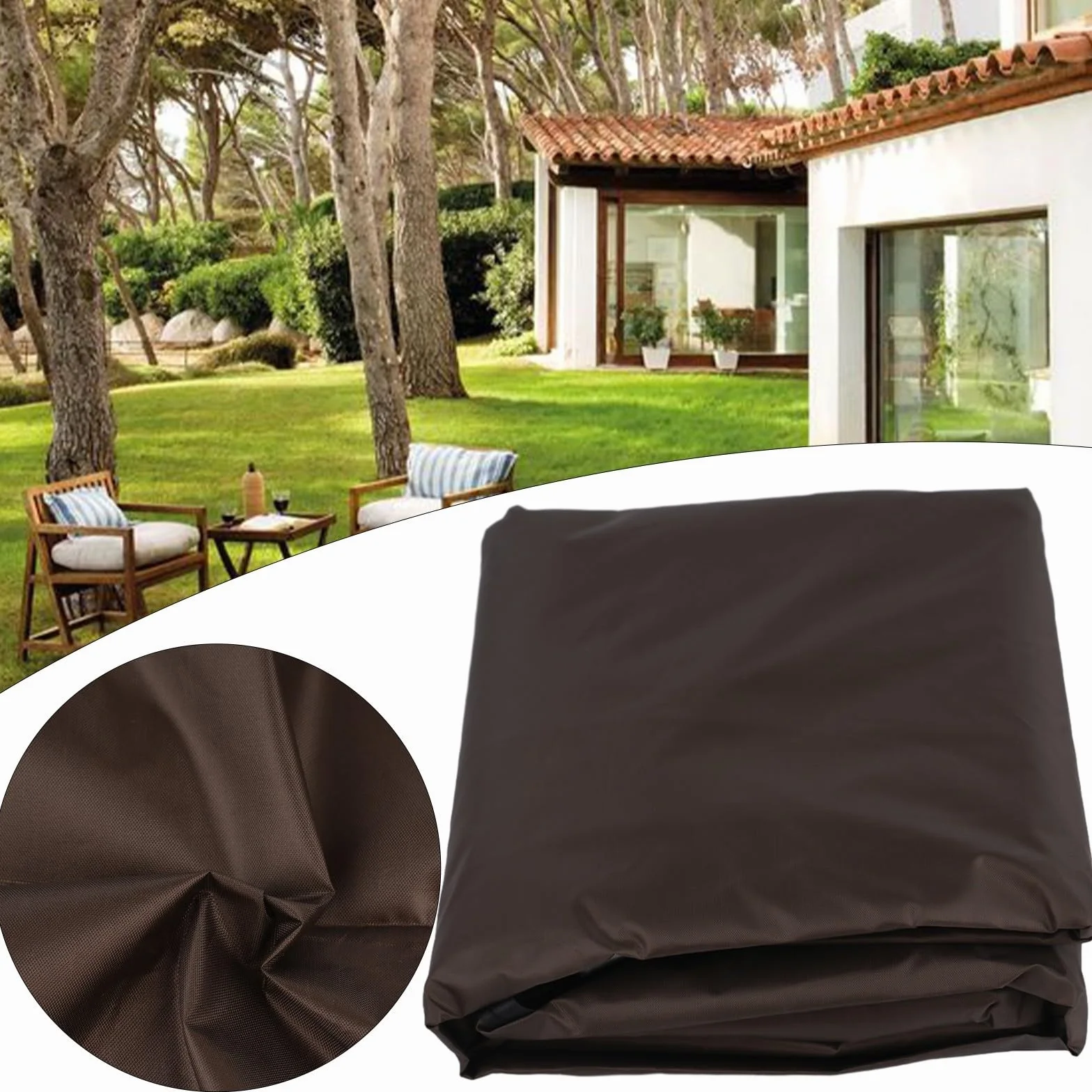 Eawfgtuw Copertura di ricambio per dondolo impermeabile, a 3 posti, per patio, veranda, giardino, cortile (caffè)