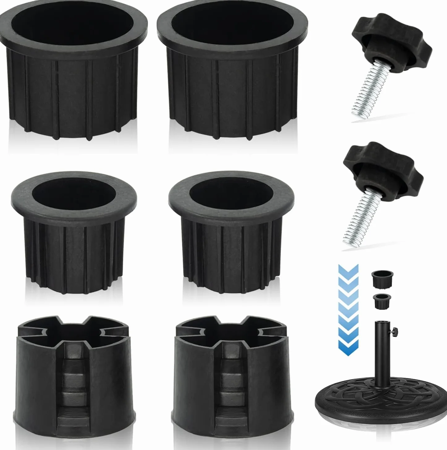 Anelli Riduttori per Ombrellone, 8pcs Anelli Riduttori per Portaombrelli,Accessori per Soporte de Sombrilla, Ricambio per Base per Ombrellone, Adattatore Ombrellone, Riduttori Portaombrelli