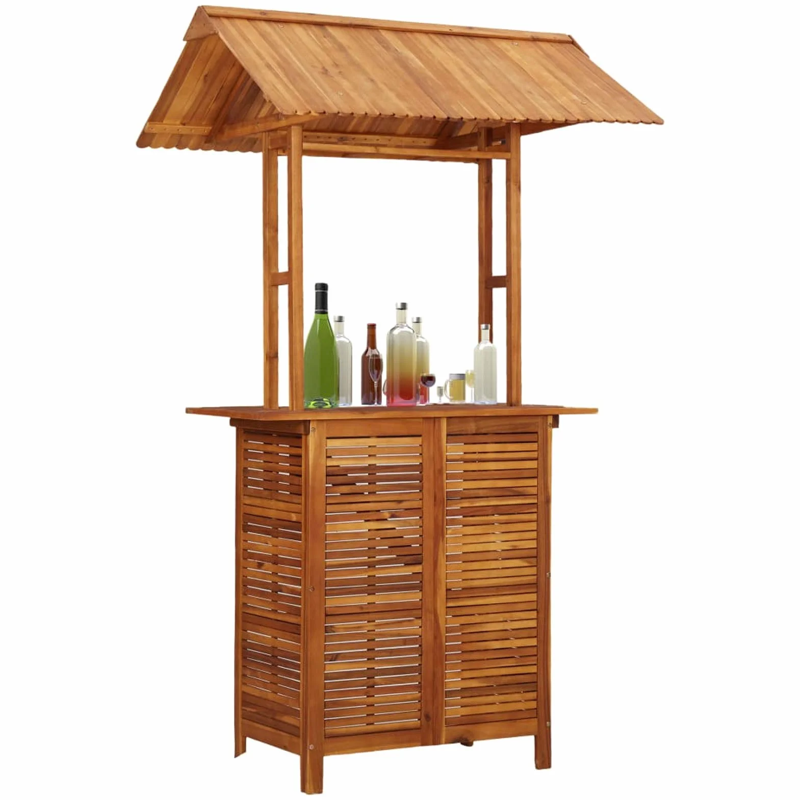 BaraSh Tavolo Bar Esterno con Tetto 122x106x217cm Massello di Acacia,Mobili,Mobili da Giardino,Tavoli da Giardino(SPU:45909)