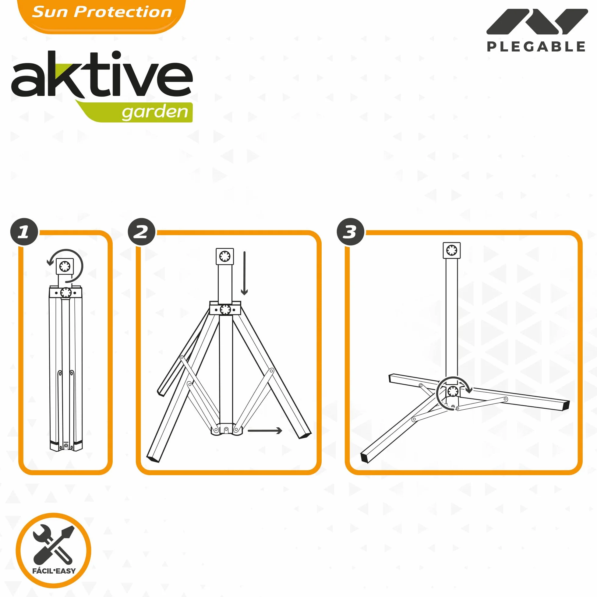 Pie parasol plegable 3 patas 53x54 cm
