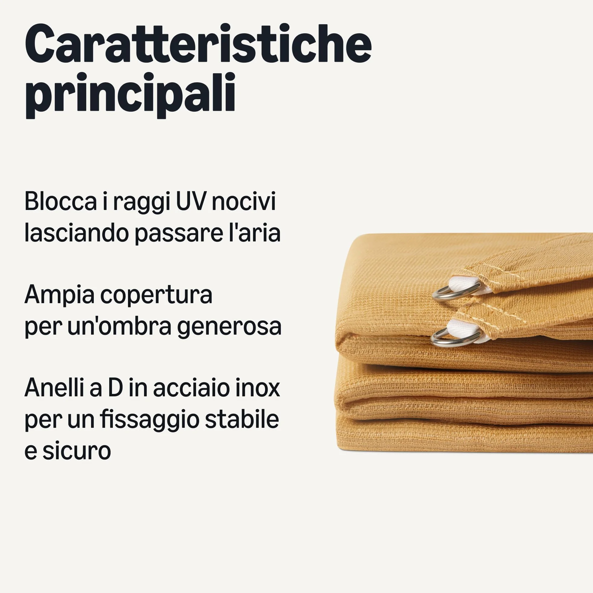 Amazon Basics Vela Parasole da Giardino, Protezione UV, 3 m x 4 m, Sabbia, 1 Pezzo