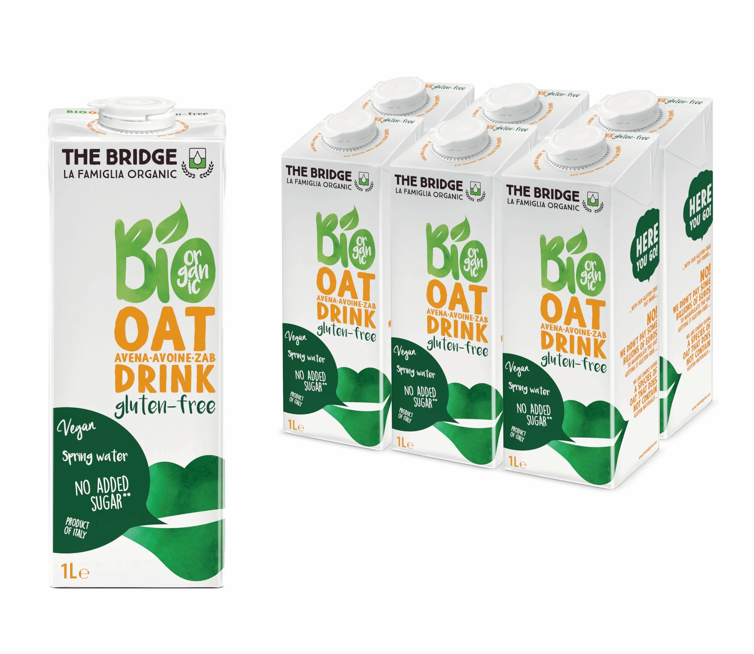 The Bridge - Bio Oat Drink GlutenFree - Bevanda Biologica a base di Avena Senza Glutine (Formato da 1 litro, Scatola da 12 Pezzi)
