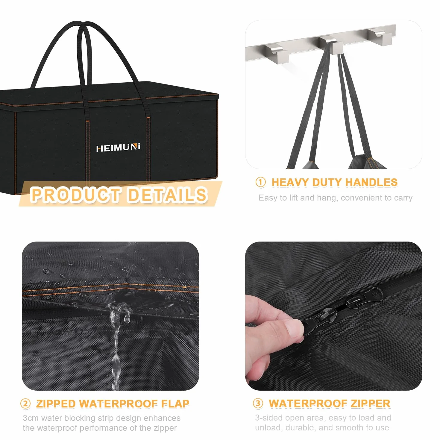 Borsa di Stoccaggio per Esterni, Impermeabile Porta Cuscini da Giardino con Maniglia, Custodia per Albero di Natale, Custodia Organizer con Maniglie Borsa da Giardino Grande, 130x45x55cm