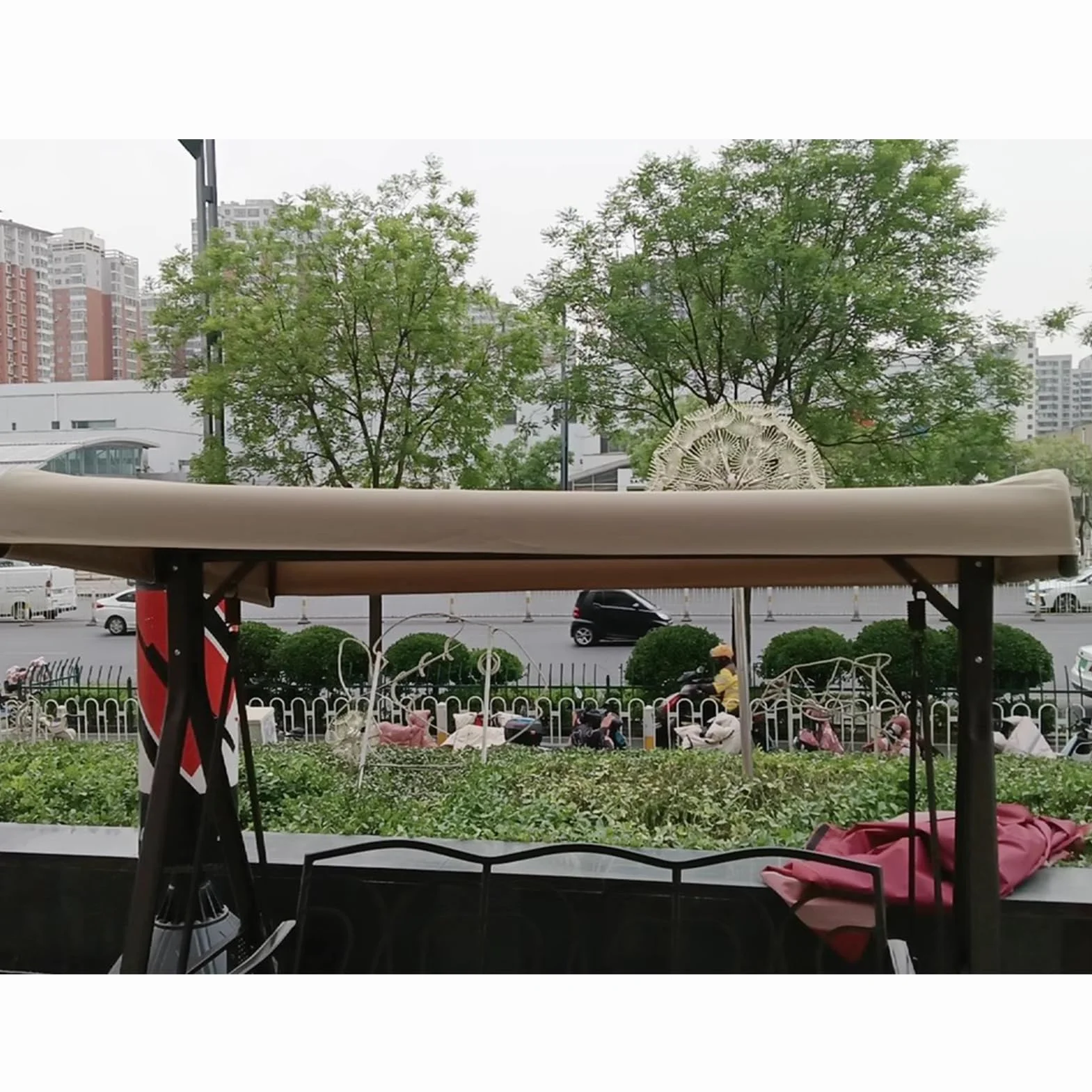 Tettuccio per Dondolo Tetto di Ricambio 2 o 3 Posti,Impermeabile e Protezione dai Raggi UV,Copertura Superiore Baldacchino per Mobili da Giardino da Esterno(Size:3 Seater:198×125cm/79×49in)