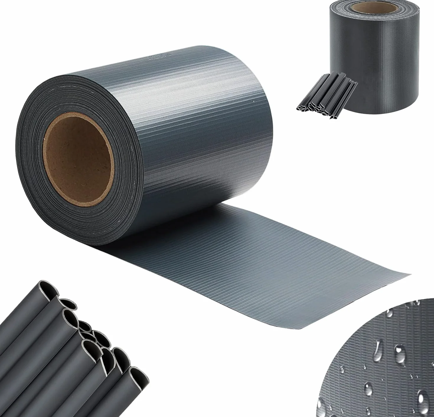 Striscia Fascia Frangivista in PVC 19cm X 35mt 450 g/m² con 25 Clip di Fissaggio Rotolo Frangivista Protezione della Privacy Recinzione Balconi Ringhiere Cancello Resistente ai Raggi UV (Antracite)