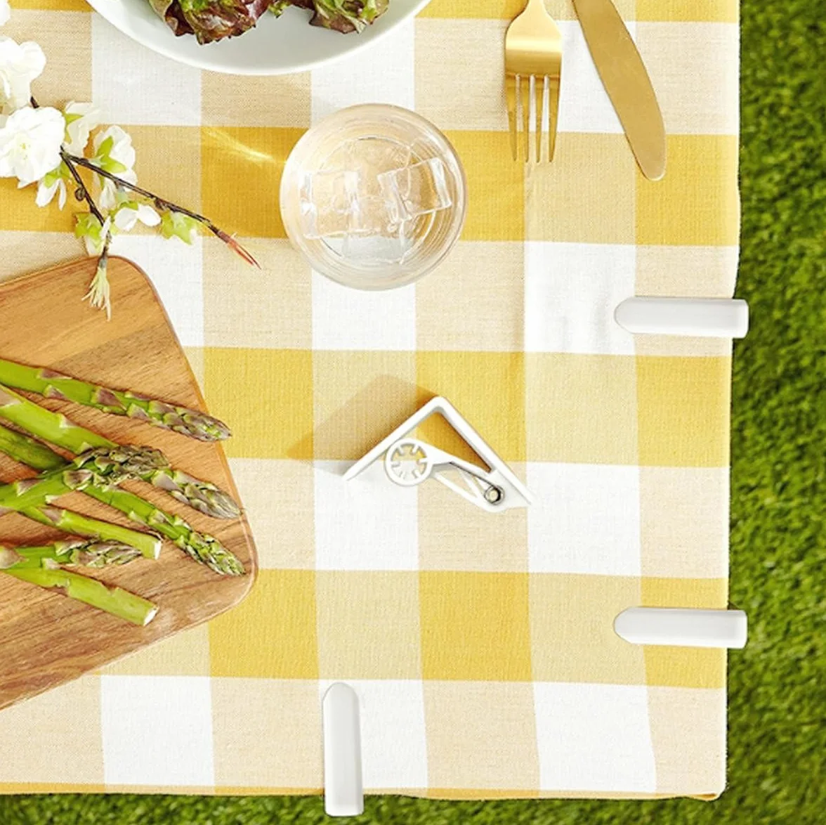 Fermatovaglia in plastica, Tovaglia Clip Trasparenti, Resistente e Robusta, per Tavoli Esterni Feste in Giardino Terrazzo Barbecue Picnic (16, Bianco)