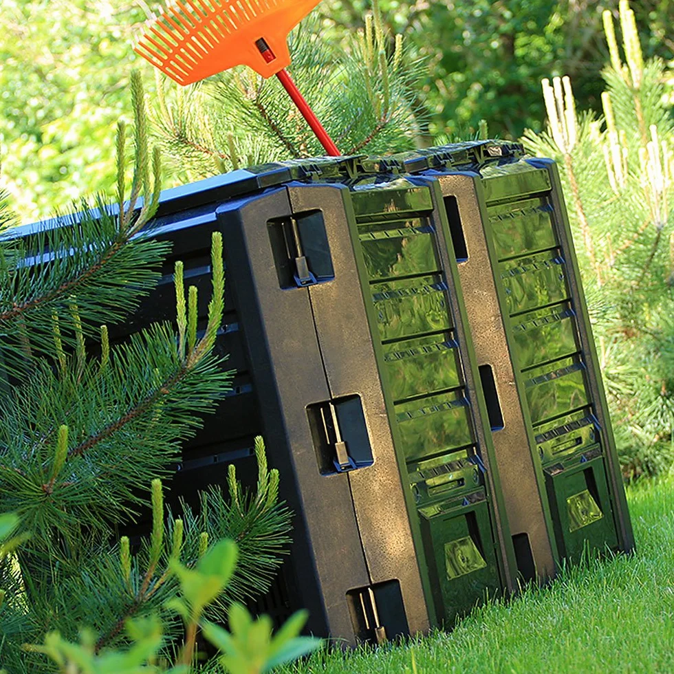 DEUBA Compostiera 1600L 261x72x83cm Compostaggio Veloce Resistente alle Intemperie