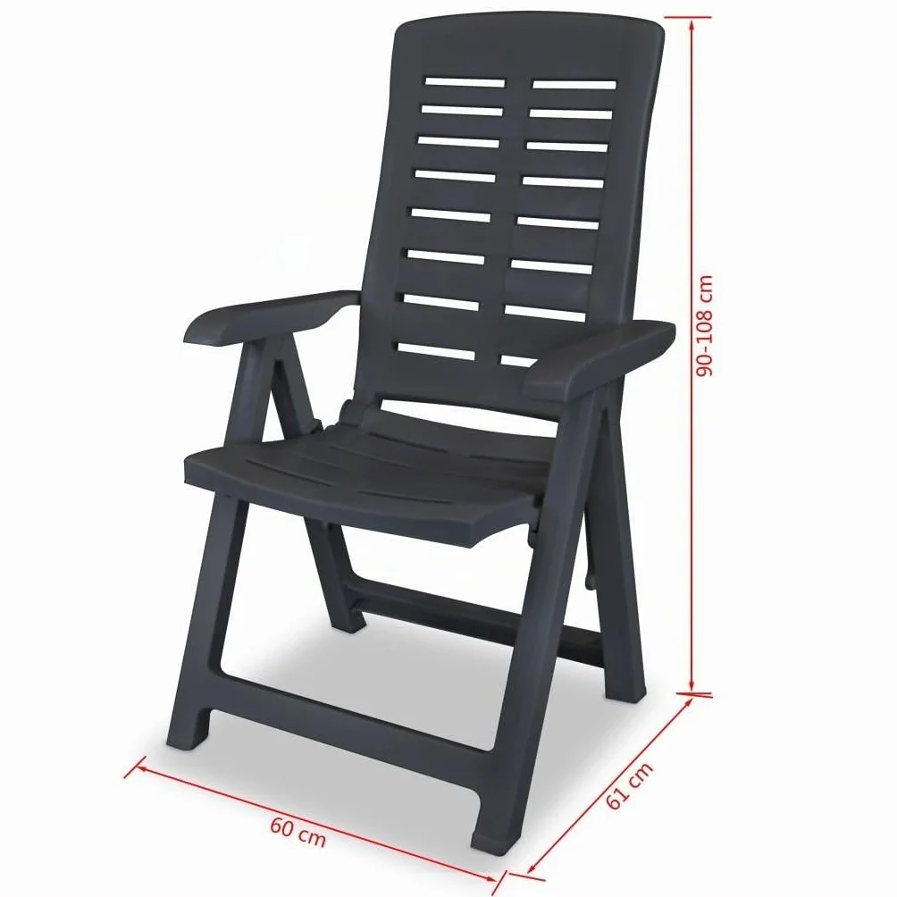 Ipae-Progarden Yuma Multi-Posizione Pieghevole poltrone, Antracite, 60 x 61 x 109 cm