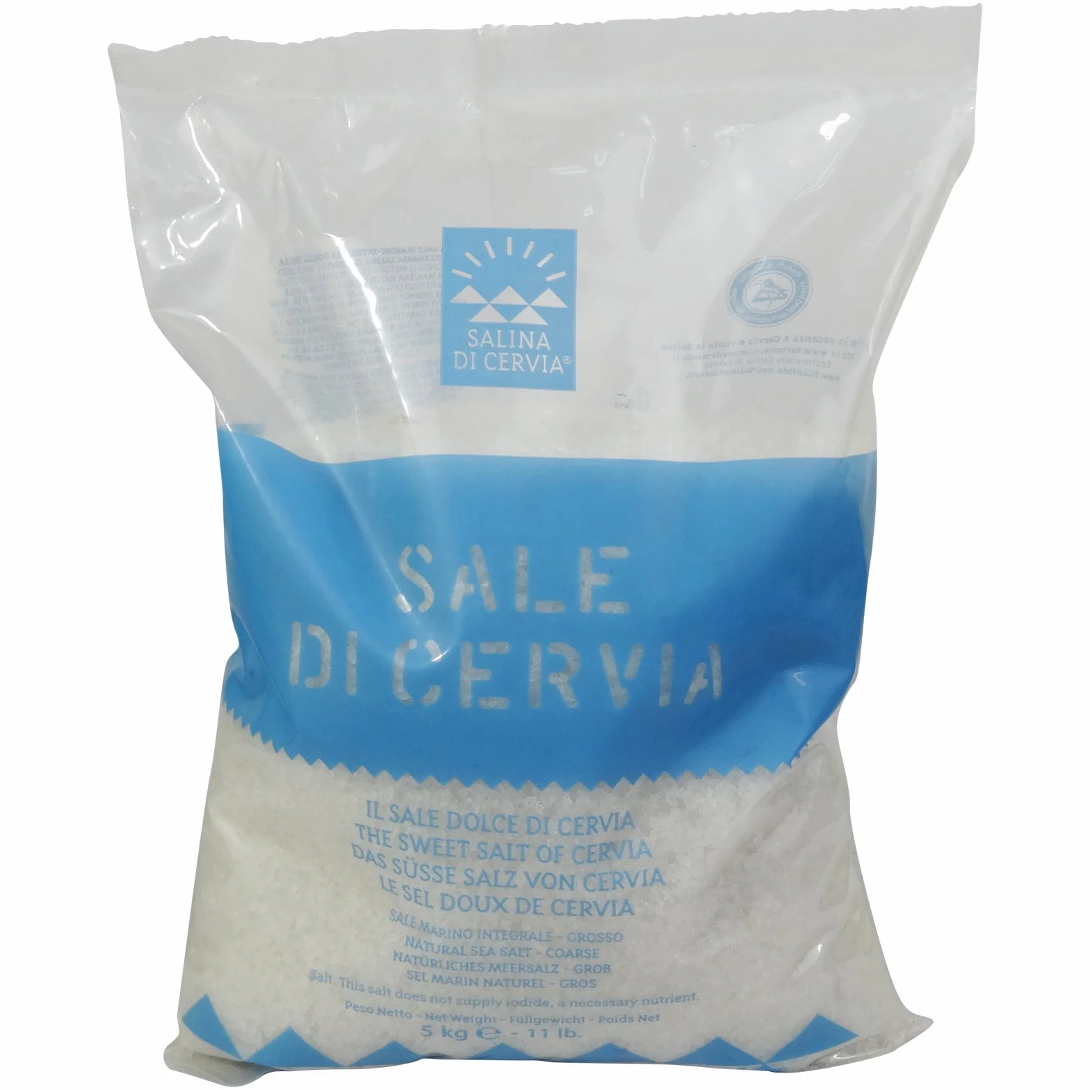 Sale Dolce di Cervia in Grani - Grosso - Integrale, Non Raffinato, Essiccato Naturalmente, Non Sbiancato 5kg