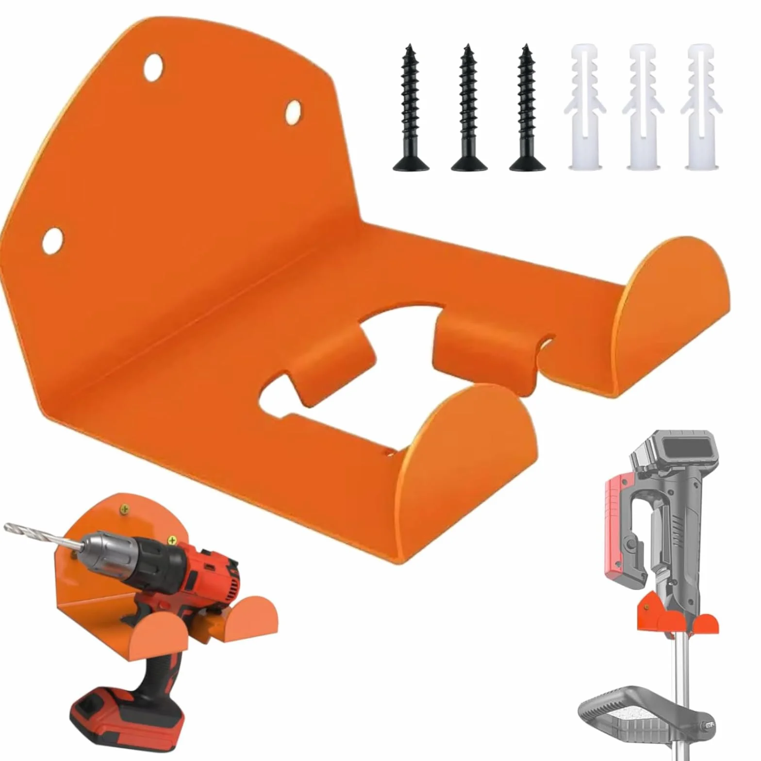 Supporto per Decespugliatore, Gancio per Attrezzi Elettrici da Giardino, Ganci da Parete per Garage, con Viti Abbinate, per Decespugliatori da Garage, Attrezzi da Giardino—Arancione