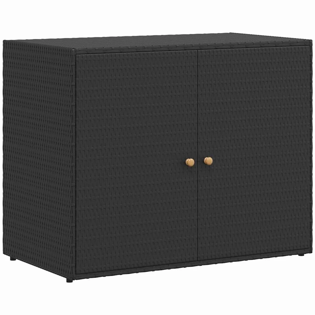 vidaXL Mobiletto da giardino nero 100x55,5x80 cm in polyrattan