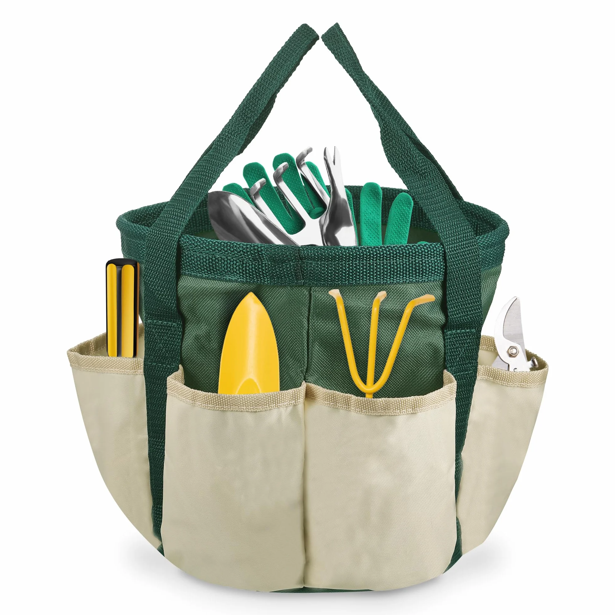 Borsa per Attrezzi da Giardino, 7.5" x 8" Organizer per Attrezzi da Giardinaggio, Tessuto Oxford Giardino Borsa con 6 Tasche Esterne, Tote Attrezzo da Giardino Portatile per Lavori di Giardinaggio