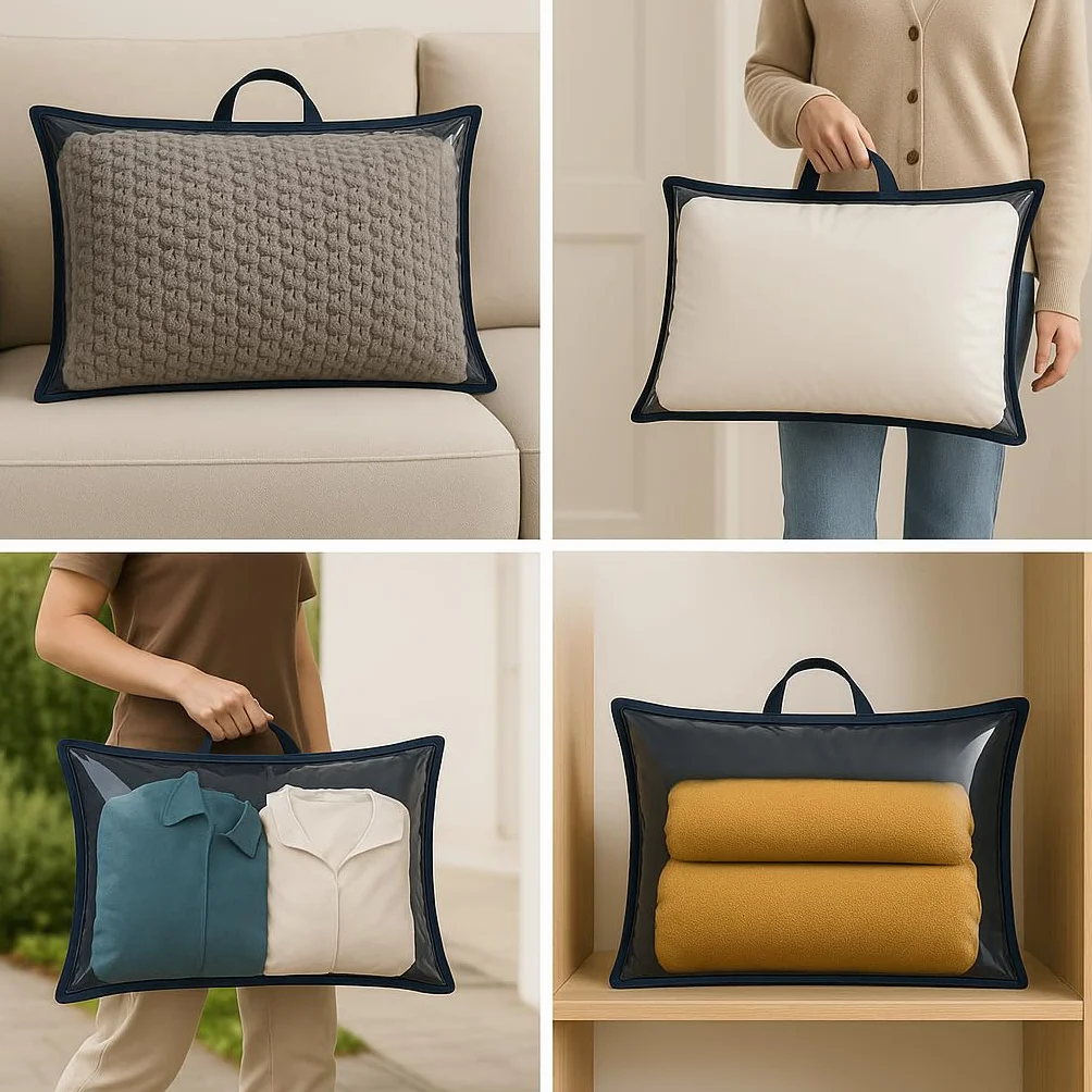 Custodia Porta Cuscino 81 × 51 cm con Zip, Manico TNT – Protezione Pratica per Cuscini, Trapunte o Biancheria