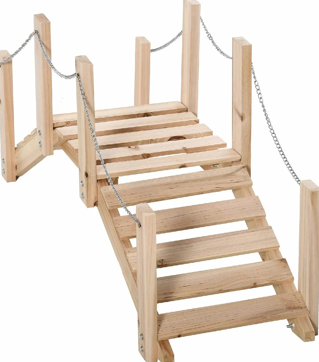 Ponticello da Giardino in Legno per Laghetto con Passerella ad Arco Impermeabile 100x32x48cm