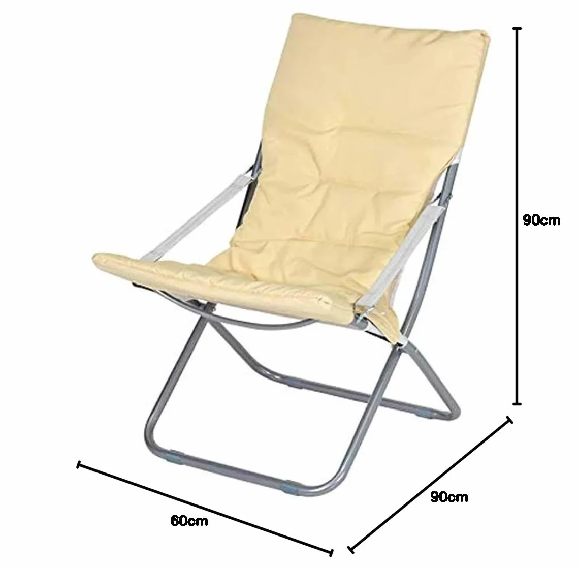 BAKAJI Spiaggina Pieghevole Portatile Sedia Canapone Sdraio Richiudibile Struttura in Tubolare di Alluminio Rivestimento in Tessuto Oxford Imbottito per Spiaggia Mare Campeggio (Beige)