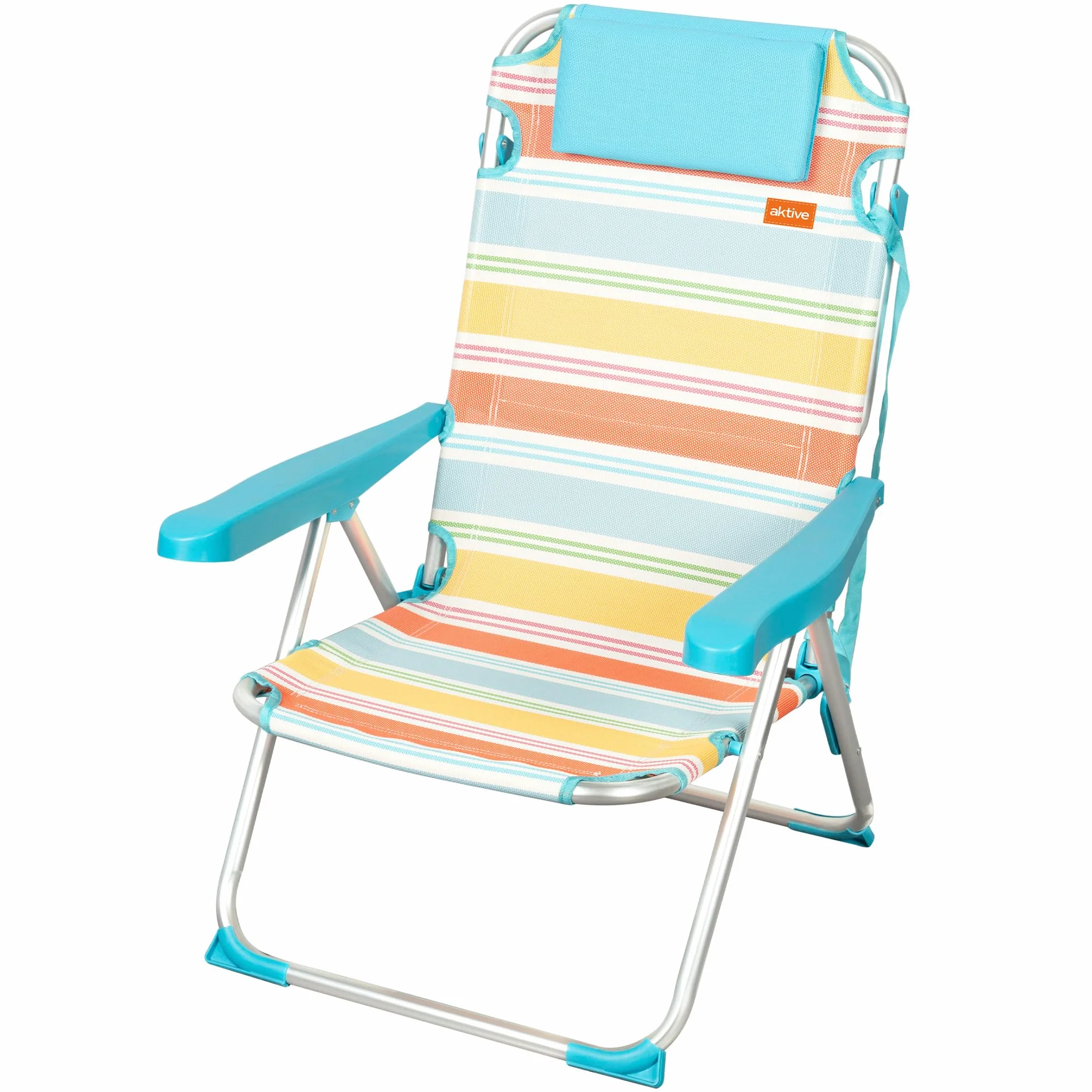 AKTIVE Sedia da spiaggia pieghevole, 48x60x90 cm, reclinabile in 5 posizioni