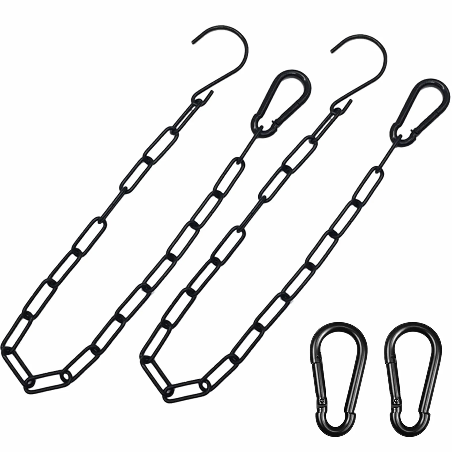 2 Pezzi Nero Catena a in Acciaio Inox,Catena con Moschettone Catenas in Metallo per Appendere per Cancelli di Recinzioni,Giardini,Gabbie per Animali Domestici(109 cm per catena)