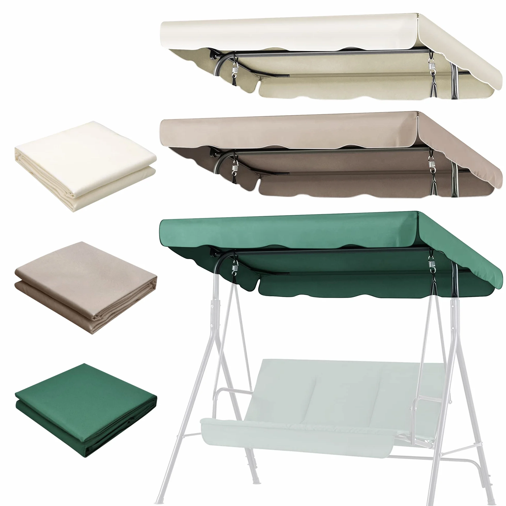 Flexzion Baldacchino di ricambio per altalena da esterno, 182,9 x 132,1 cm, 2 posti, in tessuto, impermeabile, resistente ai raggi UV, per esterni, giardino, patio, cortile, parco, portico, sedie,